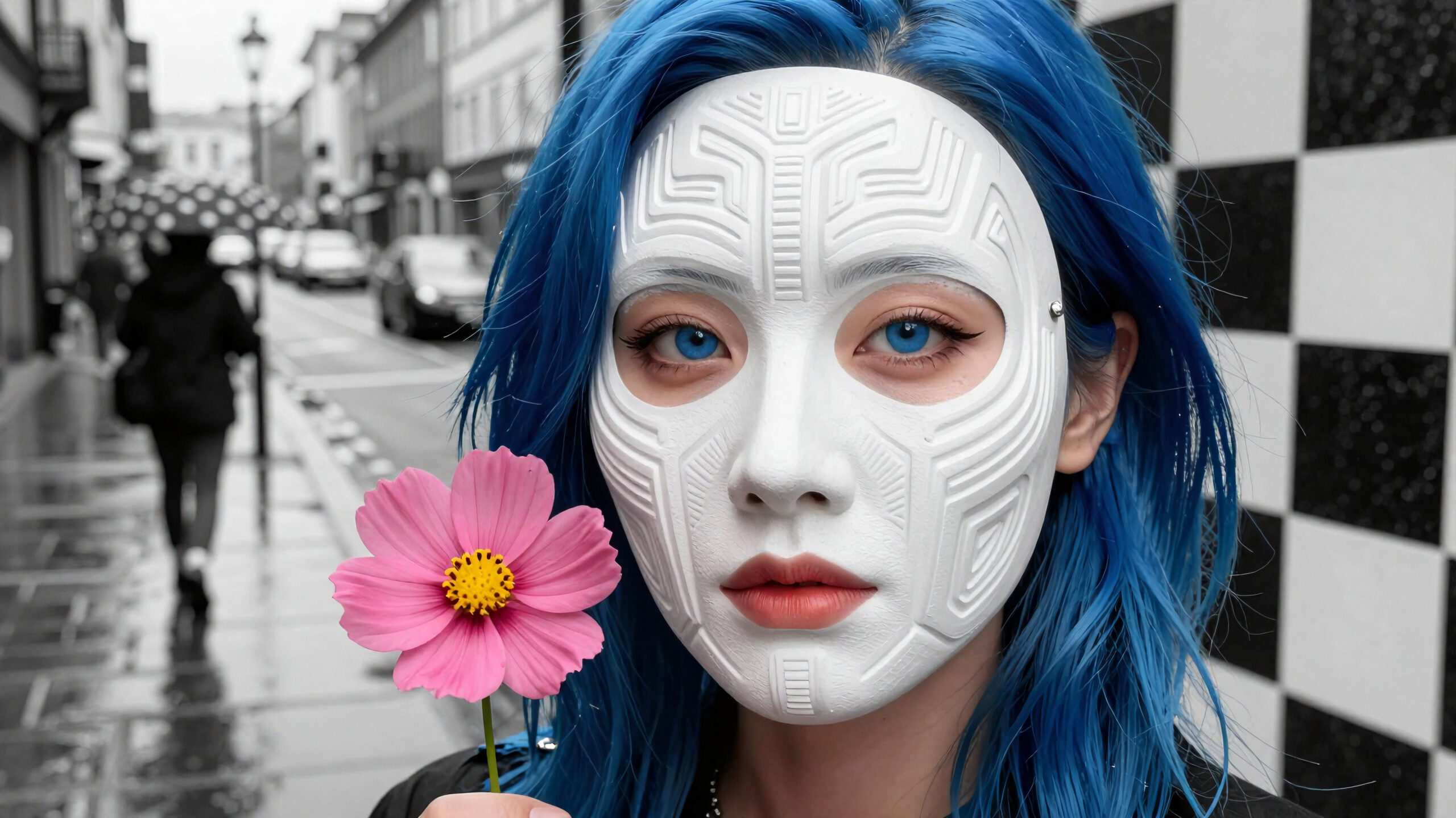 Futuristic Sun Mask Portrait