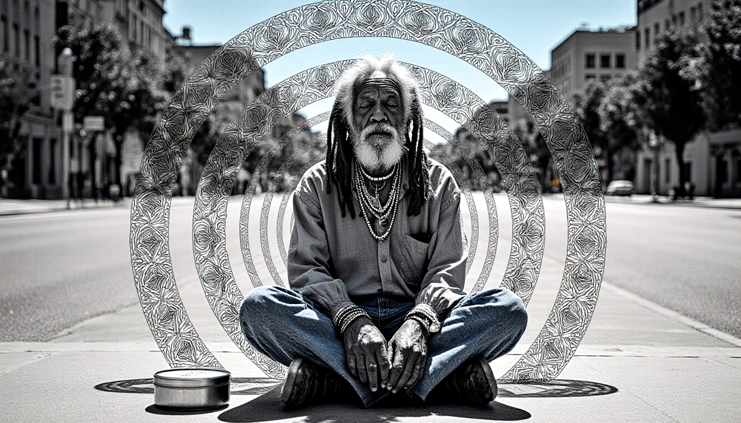 Spiritual Meditation in Urban Street