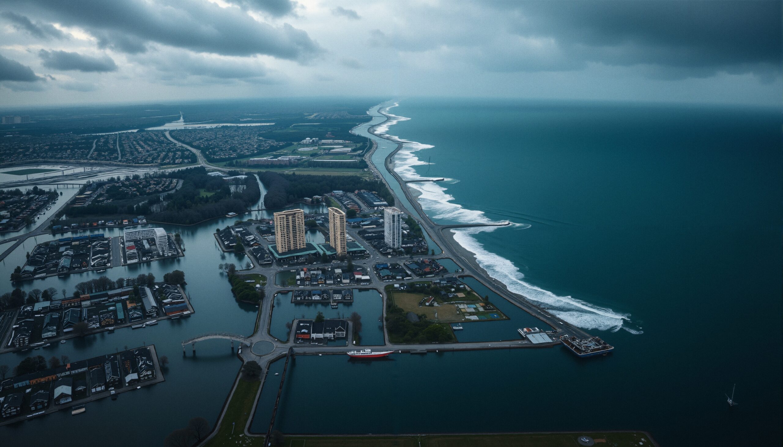 Coastal Town and Dramatic Ocean