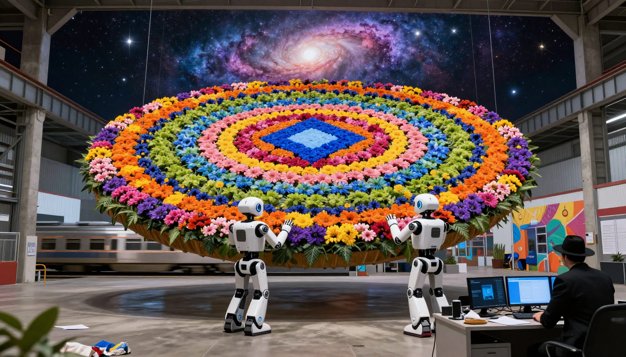 Futuristic Floral Mandala Scene