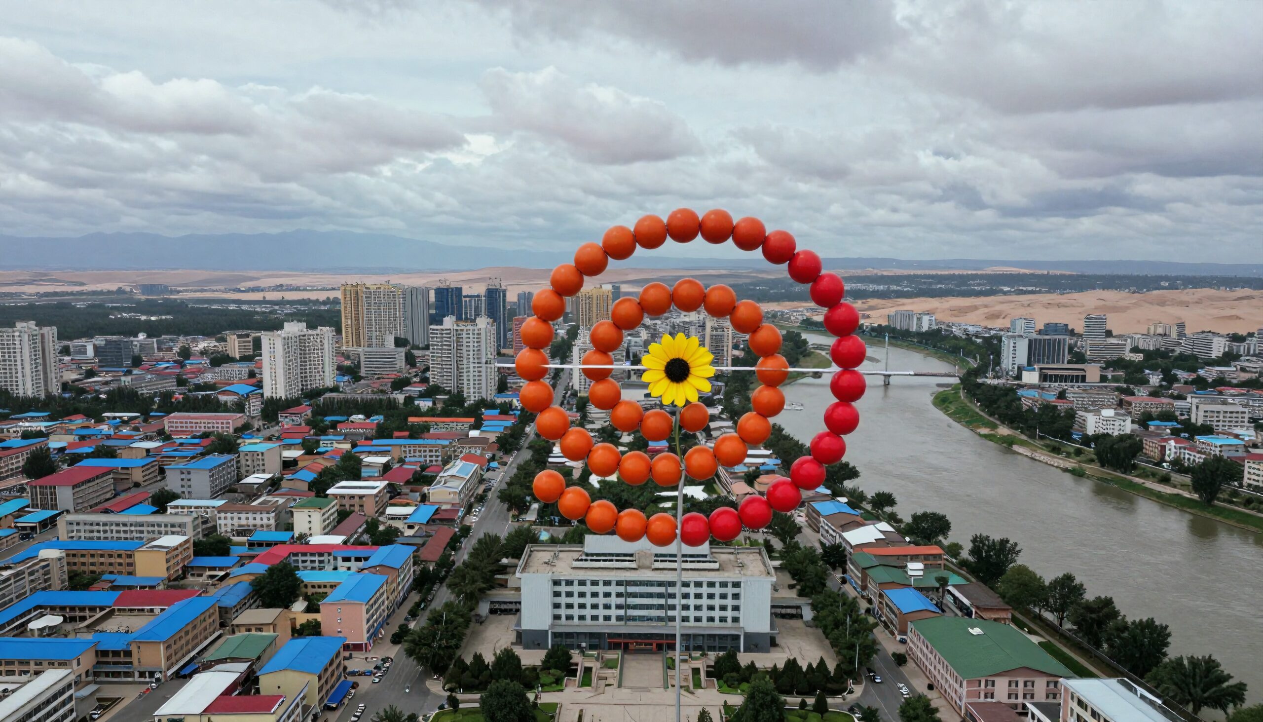 Urban Spiral Overlooking Cityscape