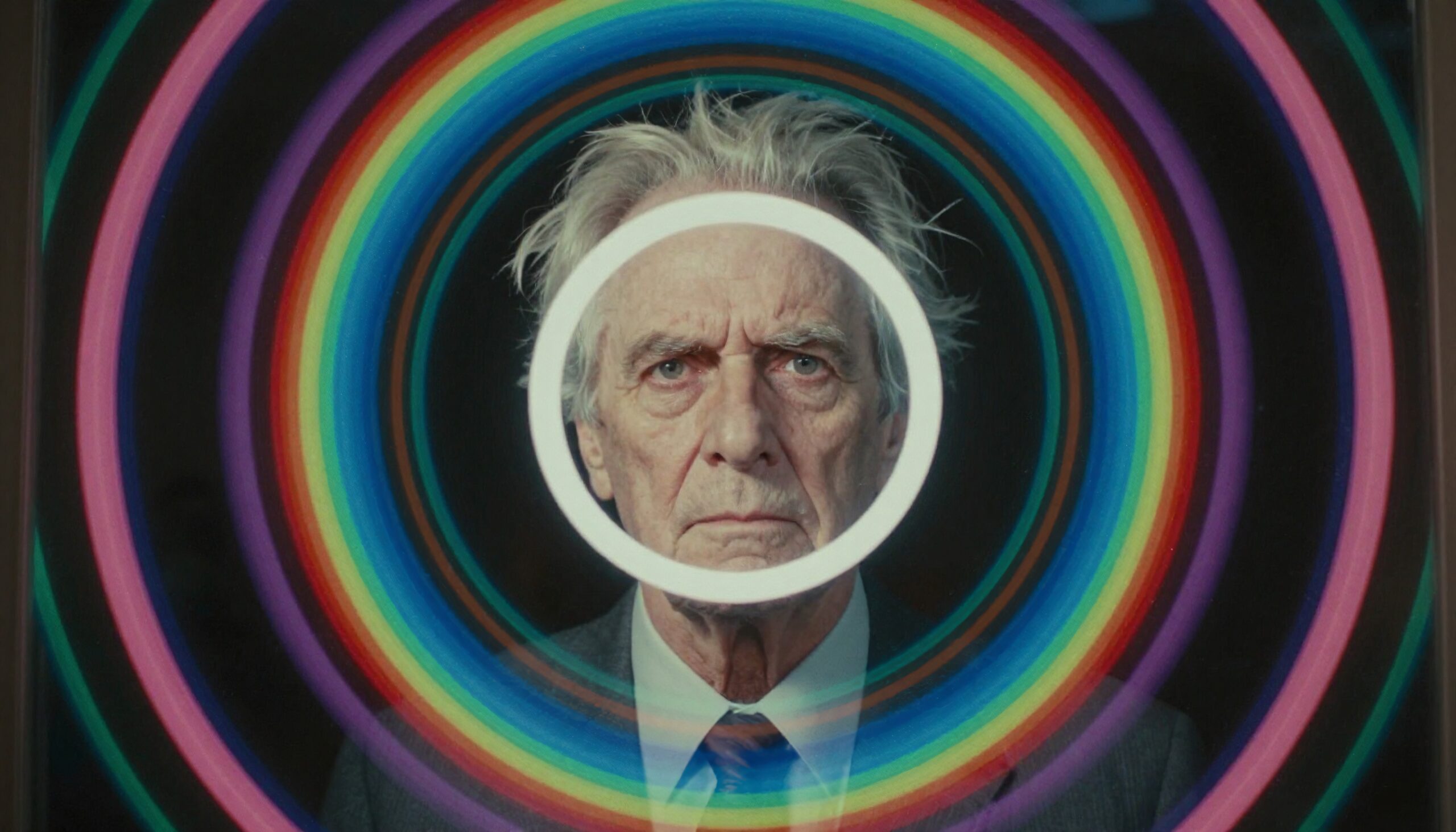 Colorful Circles Frame Stern Portrait