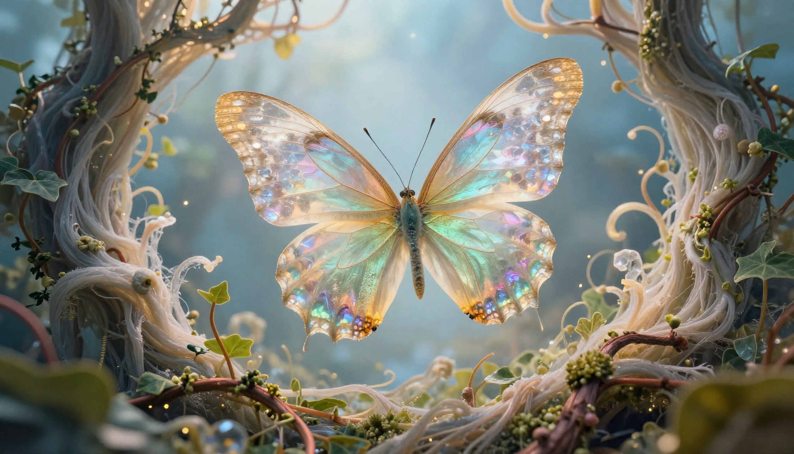 Celestial Butterfly in Enchanted Forest