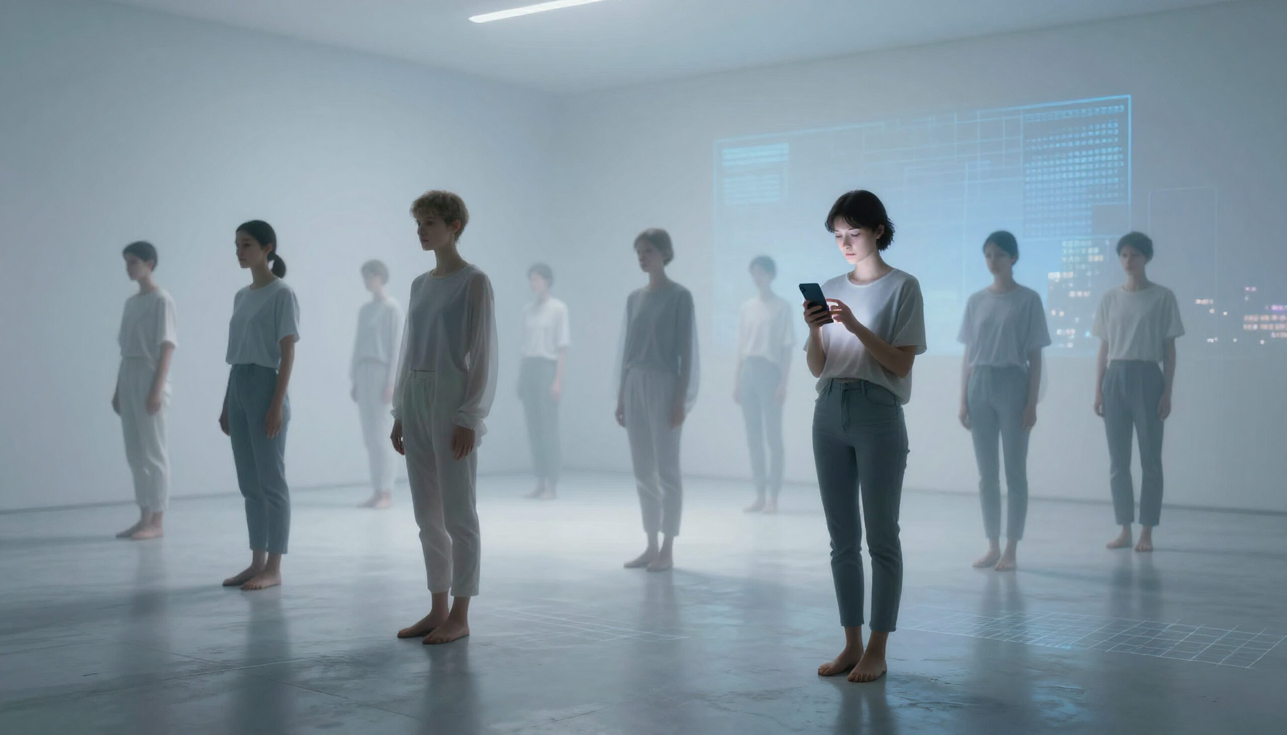 Futuristic Clones in Hazy Room