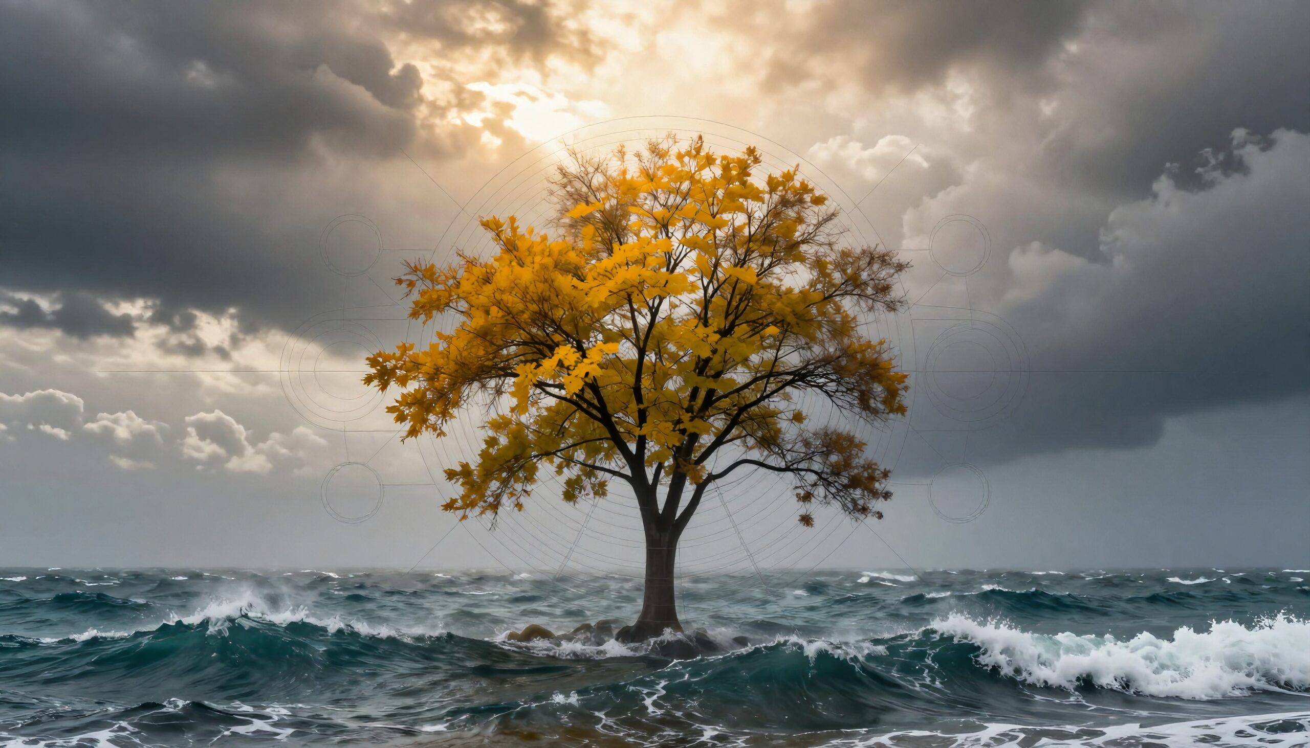 Tree Amidst the Stormy Waves