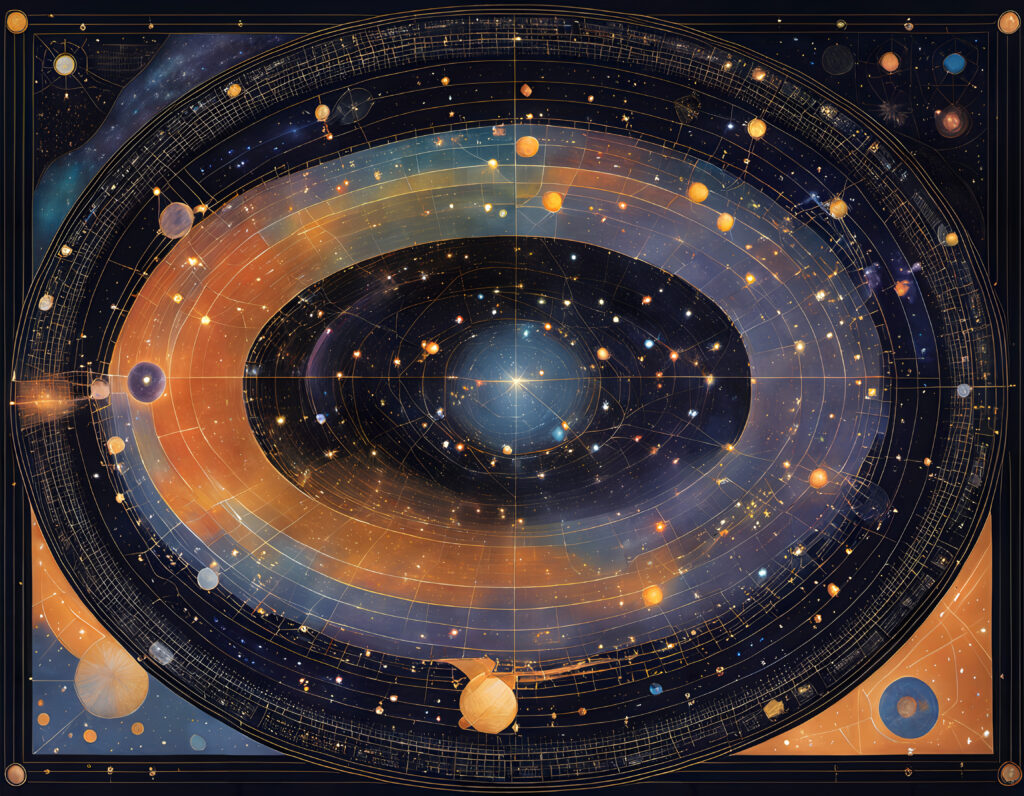 Celestial Astrological Chart of Zodiac Constellations