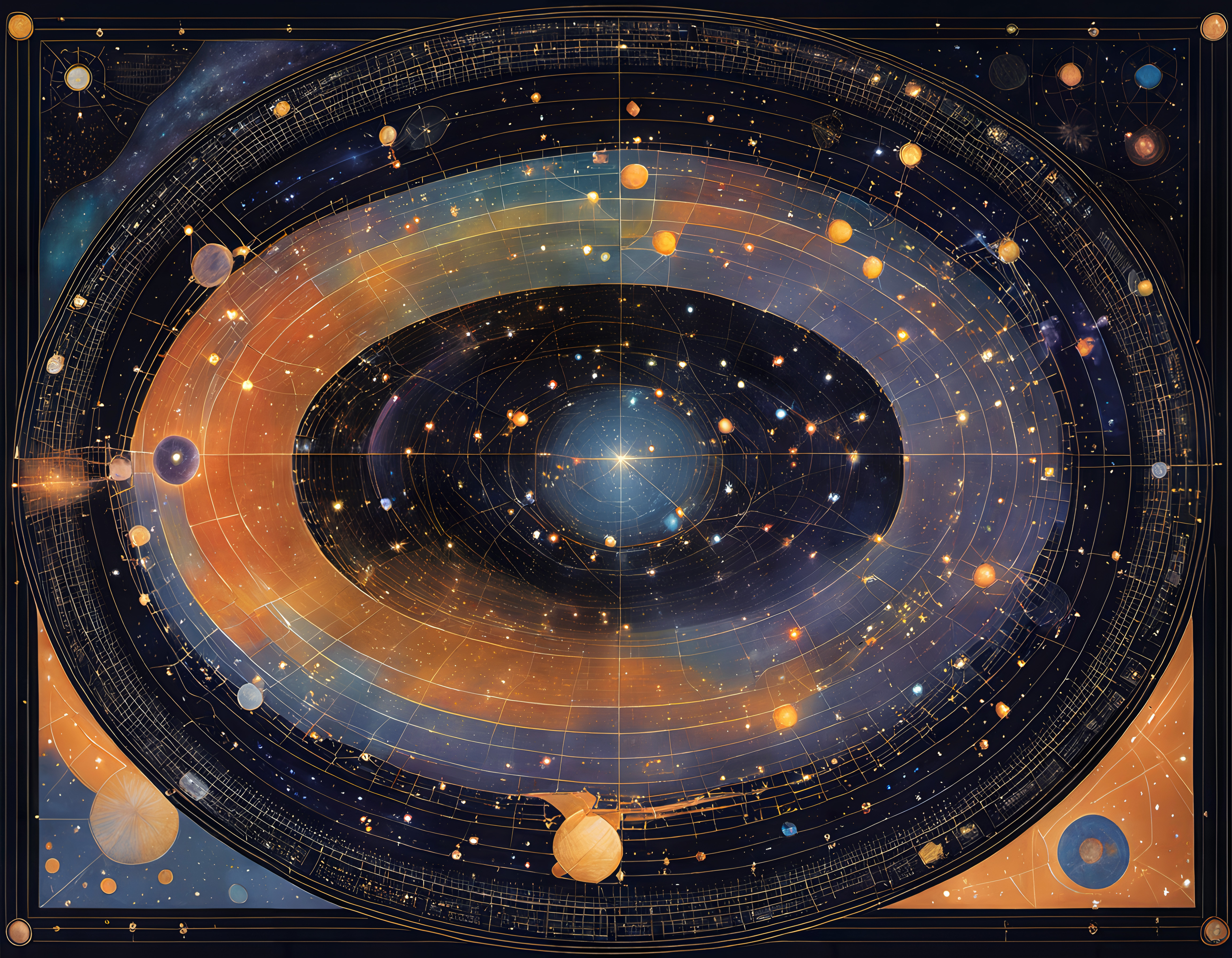 Celestial Astrological Chart of Zodiac Constellations