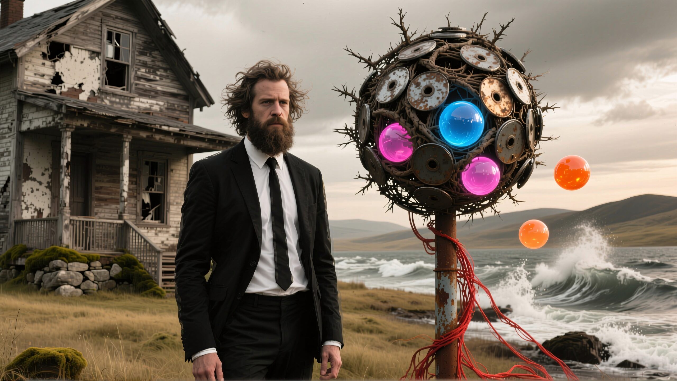 Surreal Landscape with Mysterious Artifacts