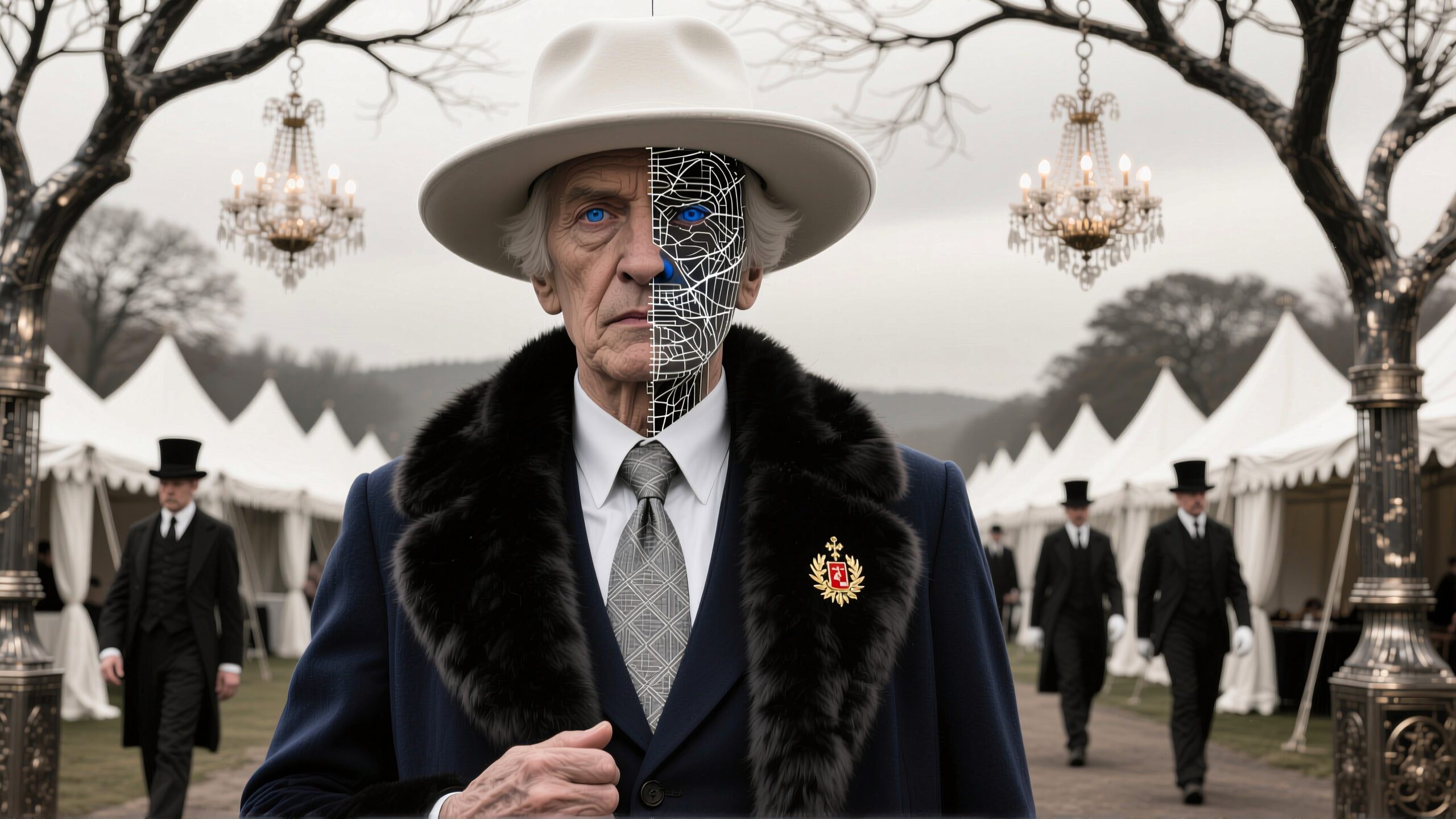 Cybernetic Gentleman at Outdoor Event