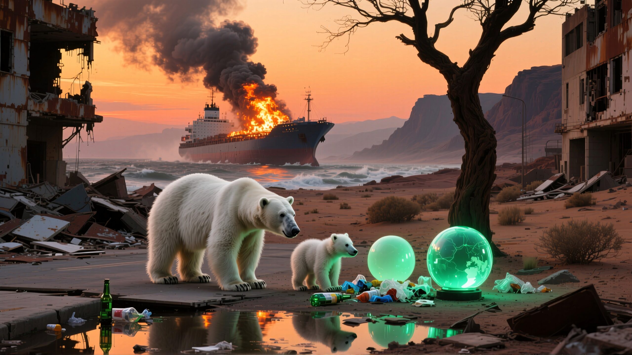 Environmental Crisis Bears and Flames