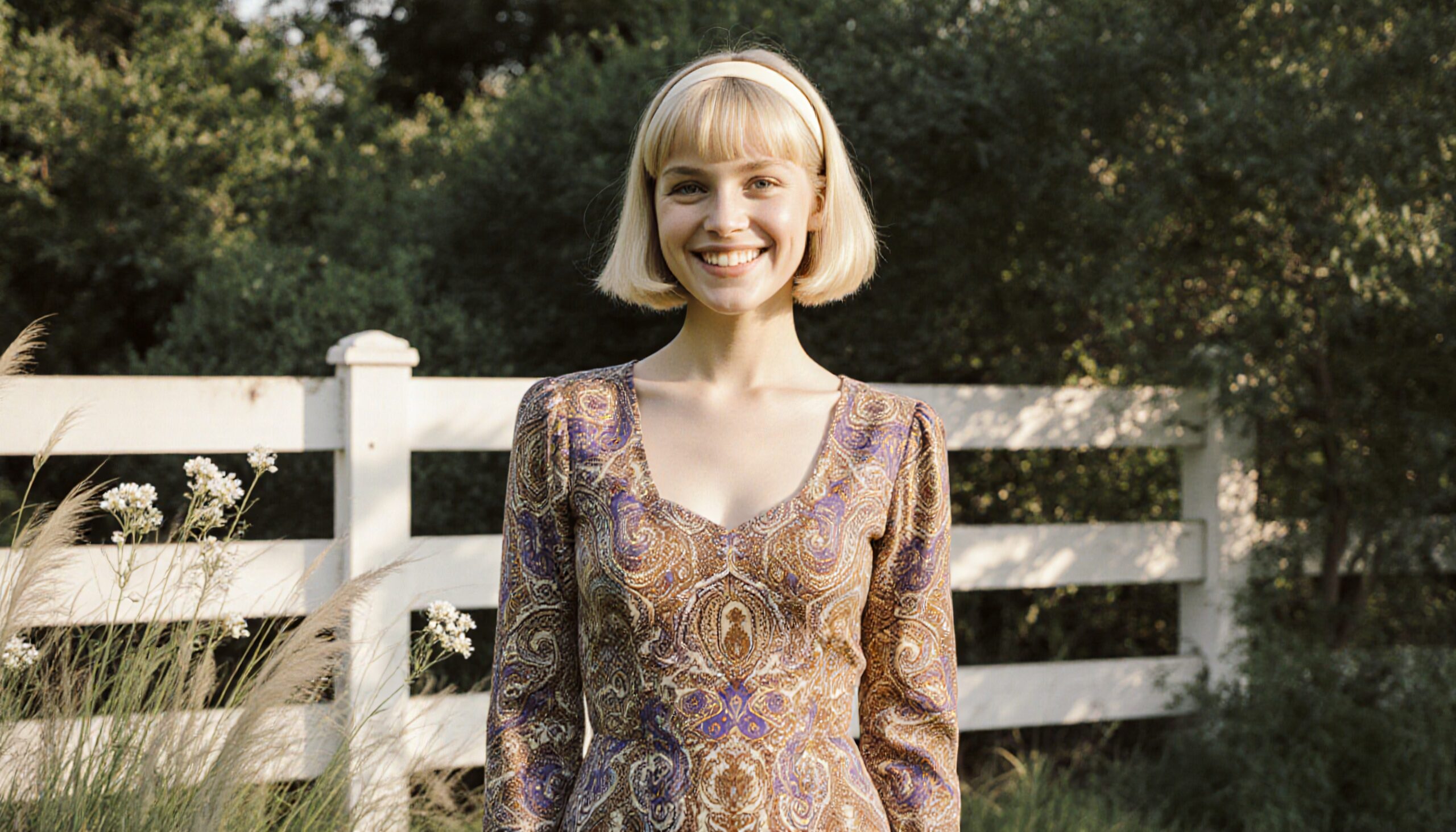 Woman Smiling by the Fence
