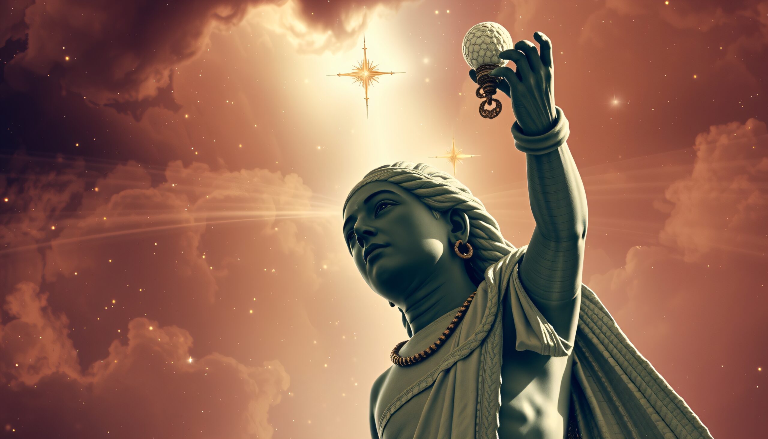 Statue Reaching Towards the Stars