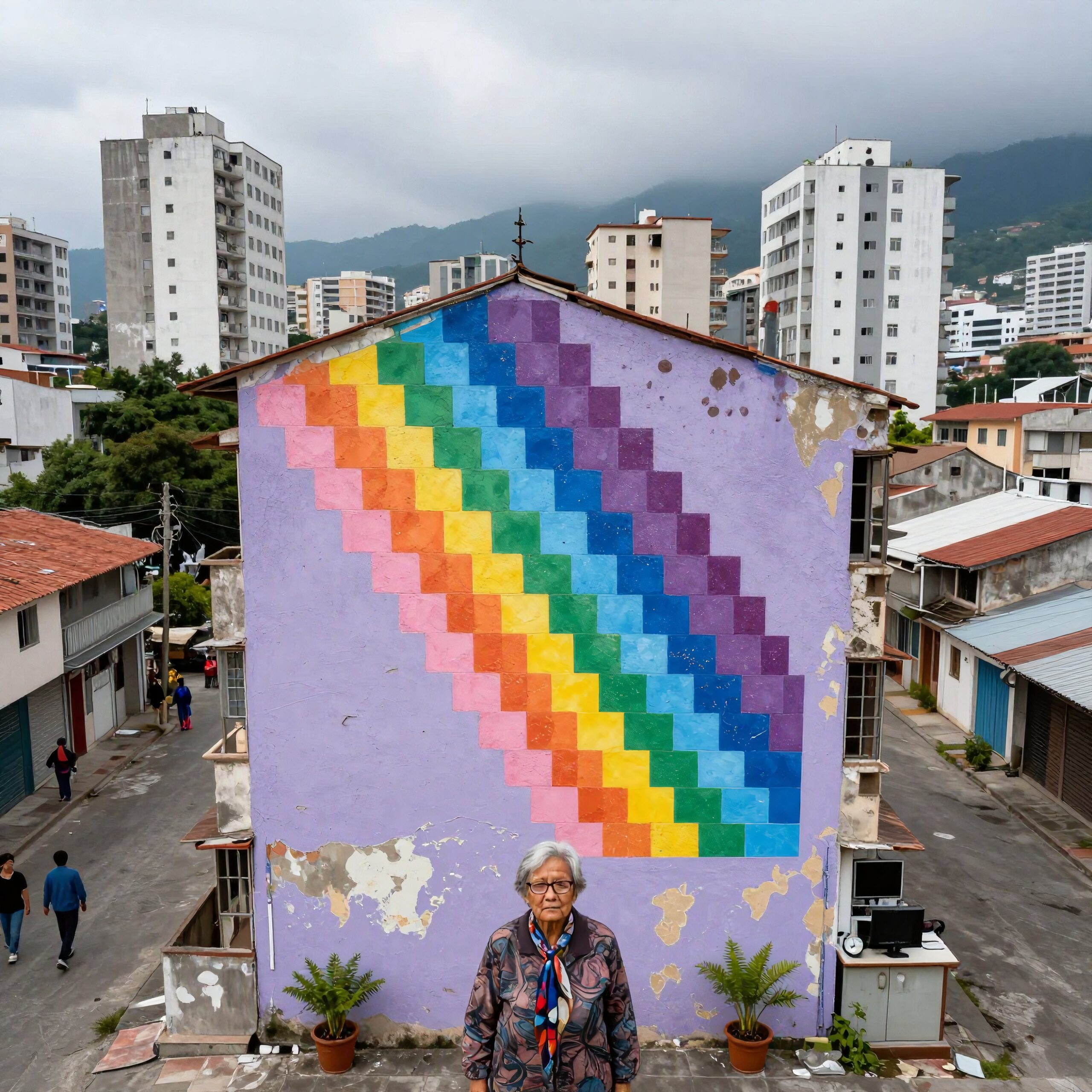 Vibrant City Mural and Woman