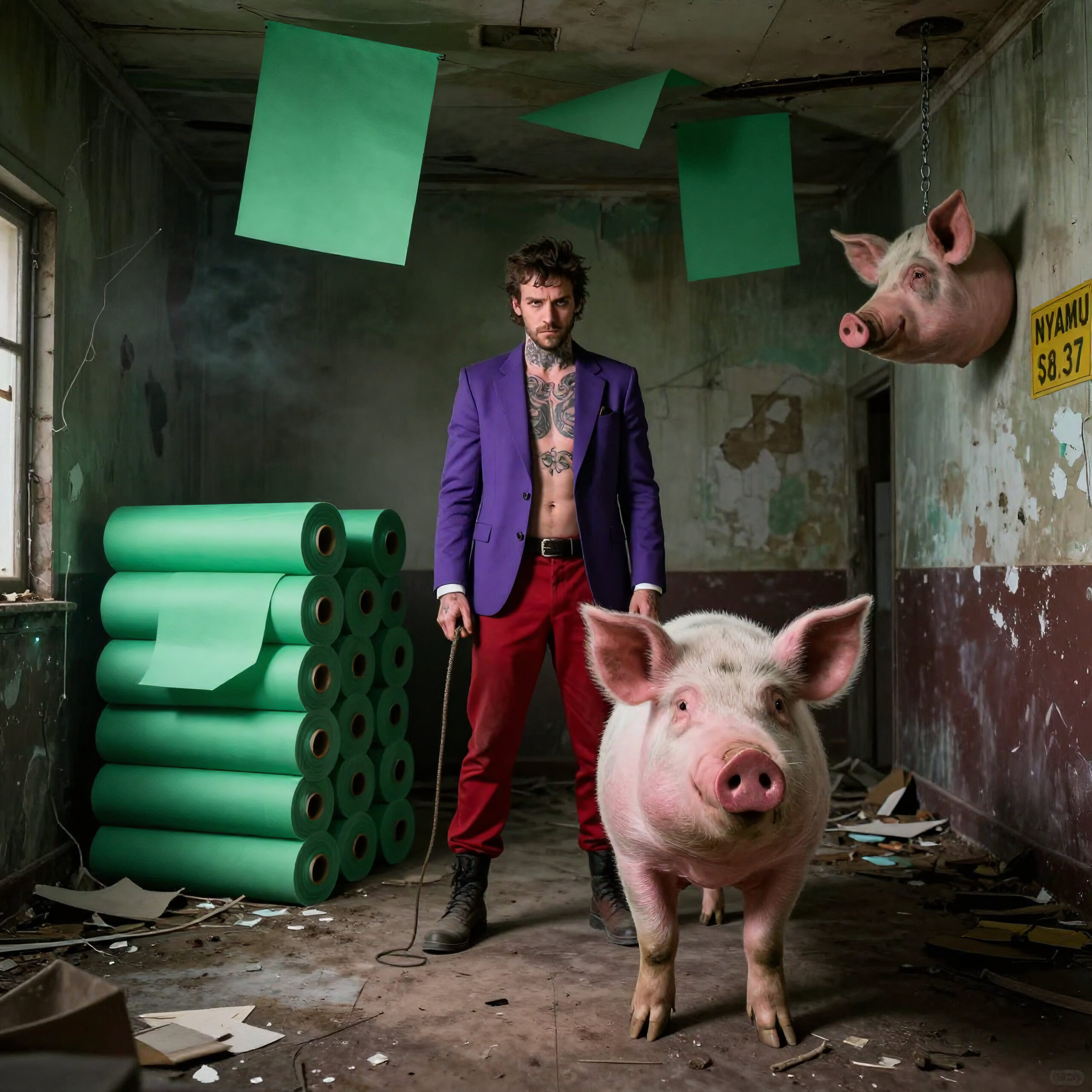 Surreal Pig and Purple Man
