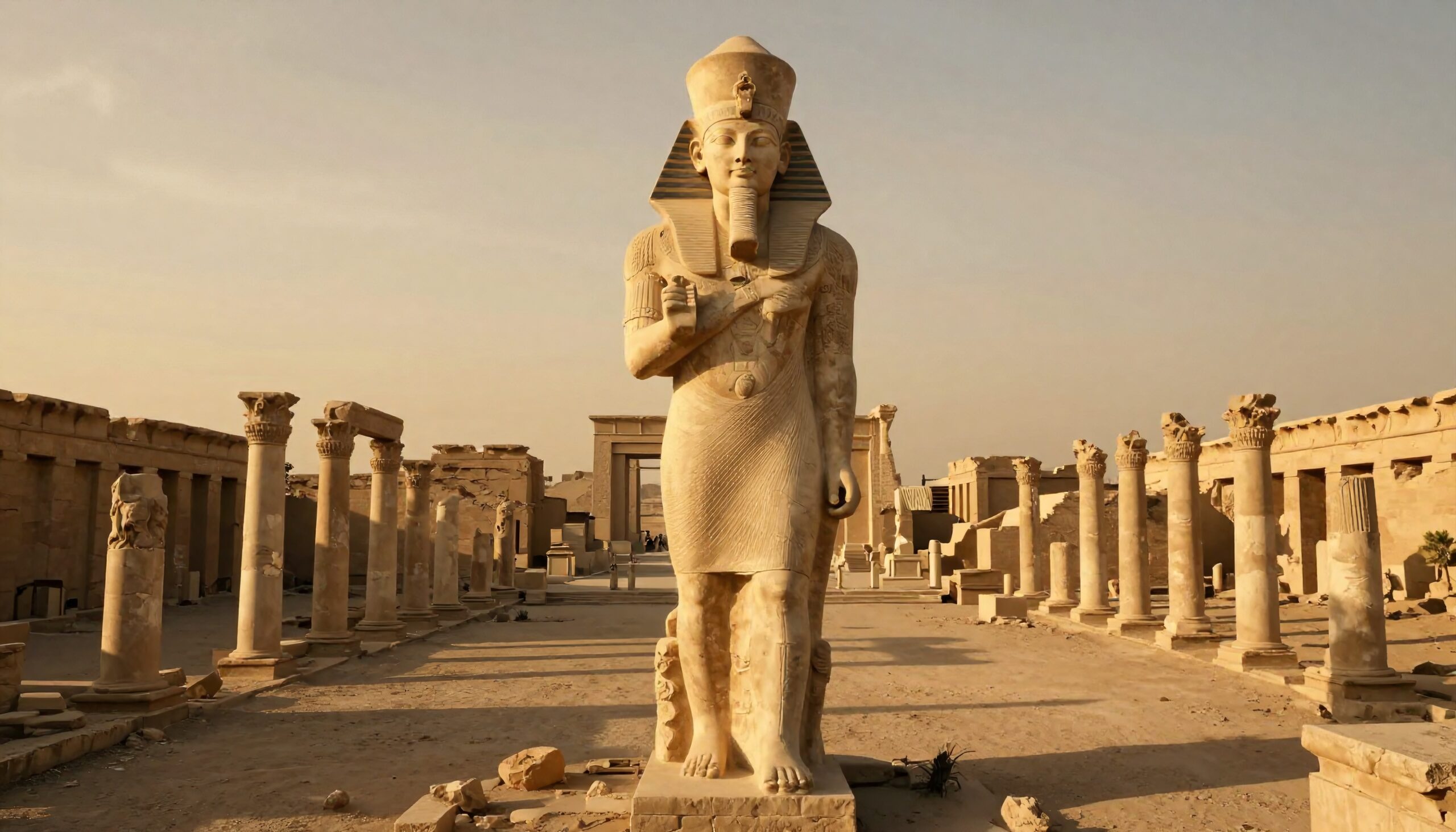 Majestic Pharaoh Amidst Ancient Ruins