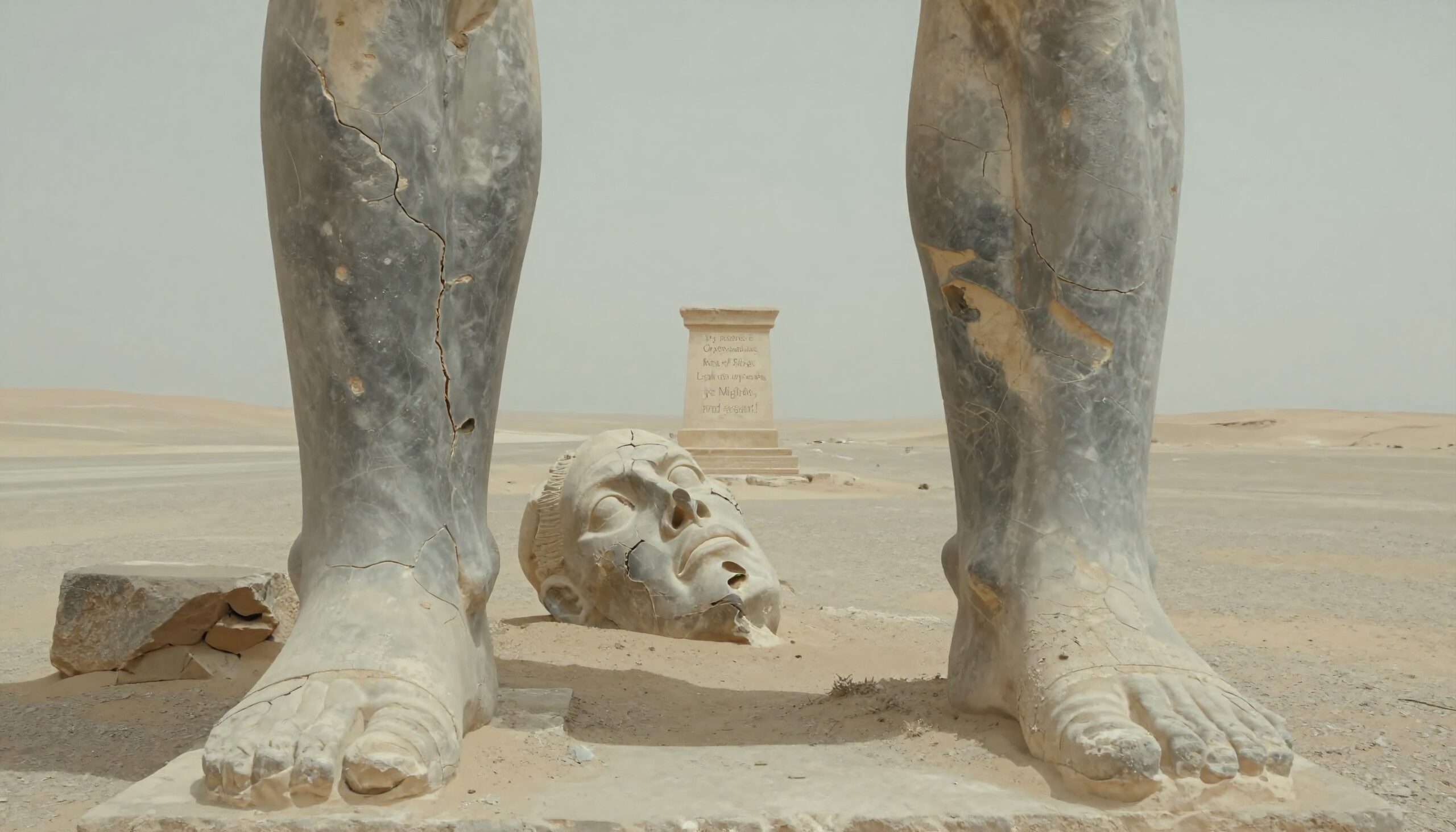 Ancient Statue in Desert Ruins