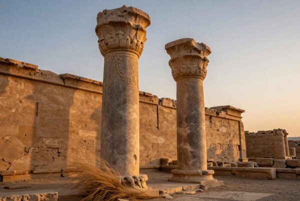 Ancient Ruins under Golden Sunset