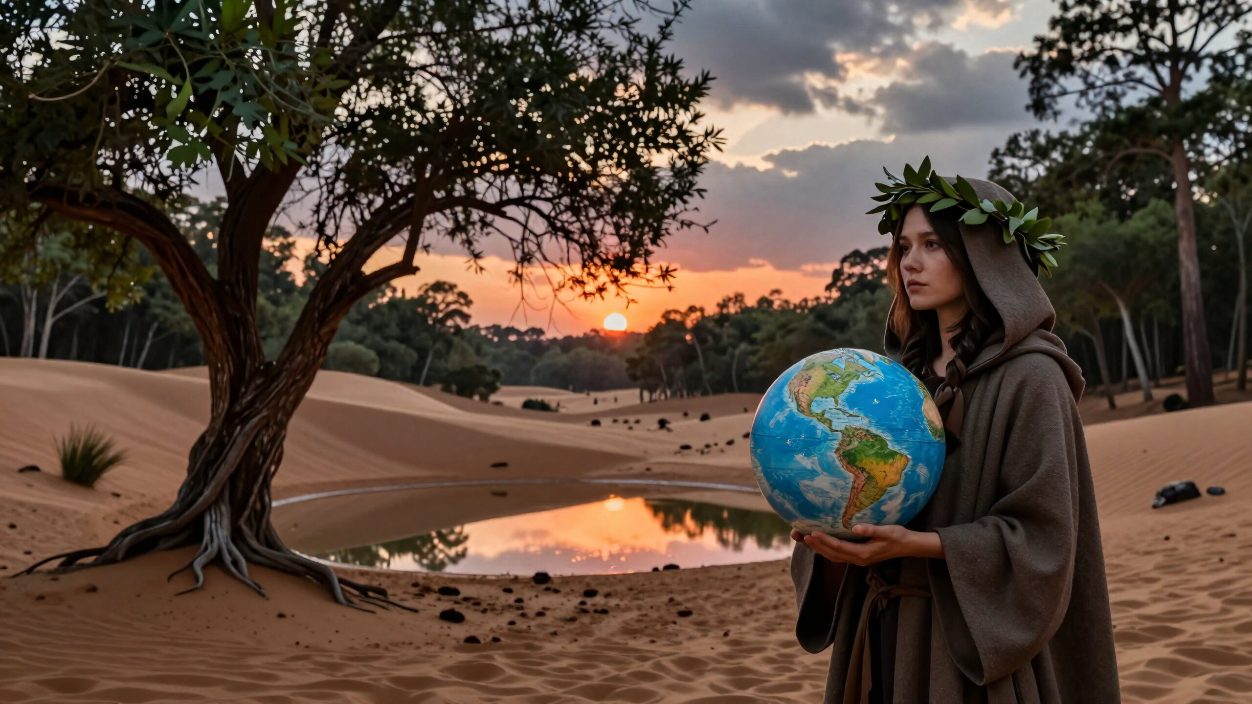 Earth Keeper Under Sunset