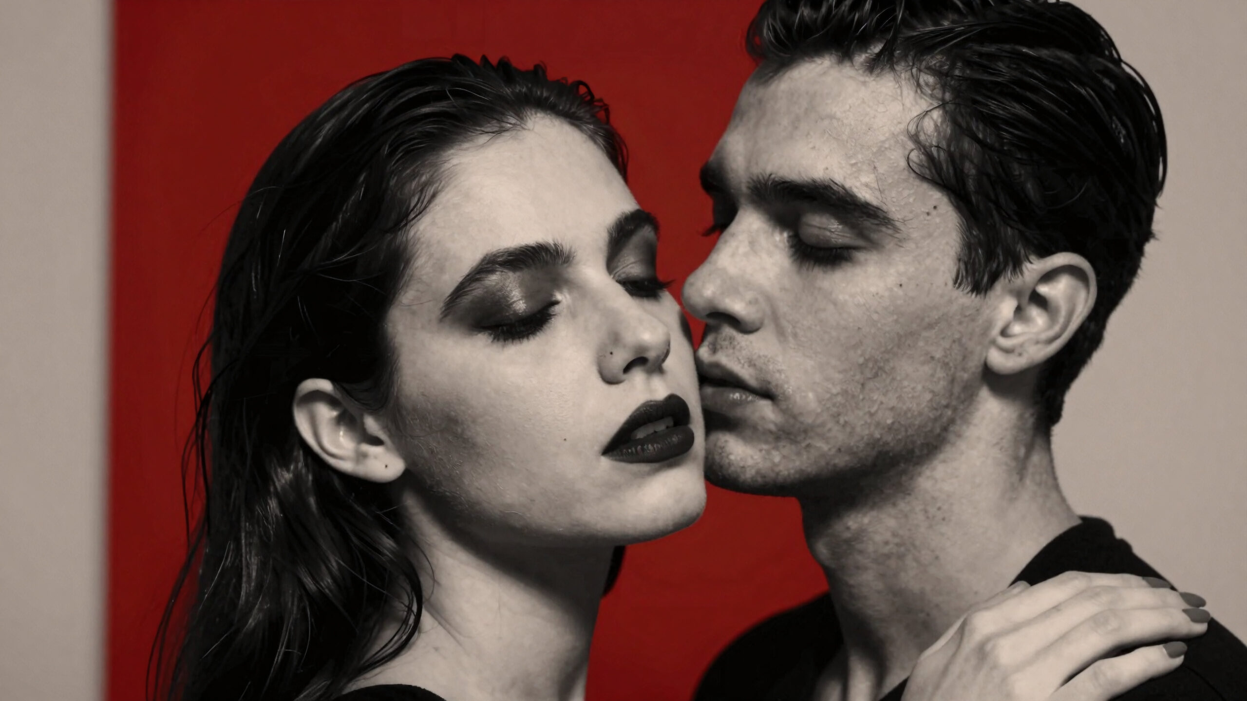 Intimate Red Monochrome Portrait