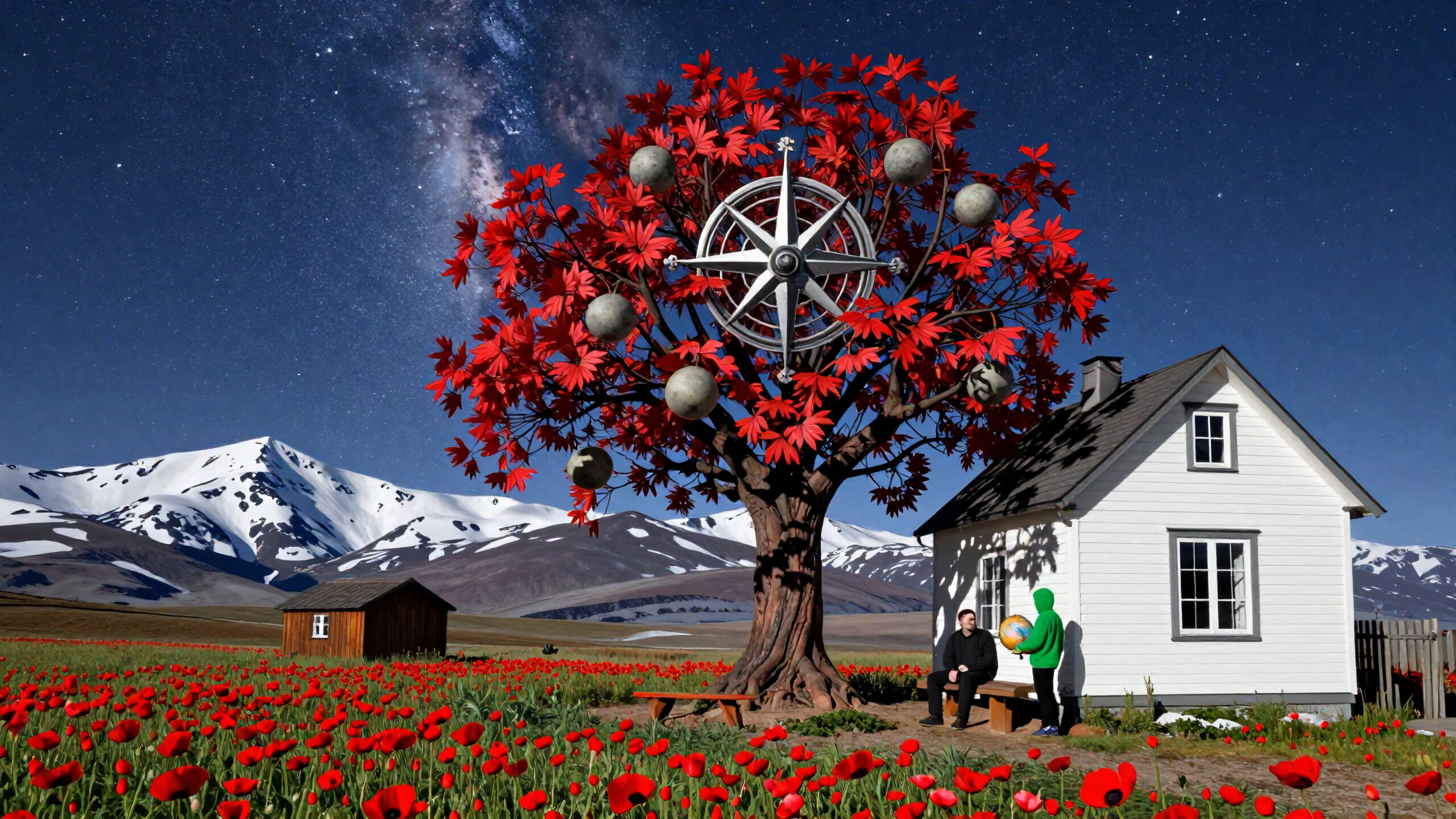 Cosmic Compass Tree Dreamscape
