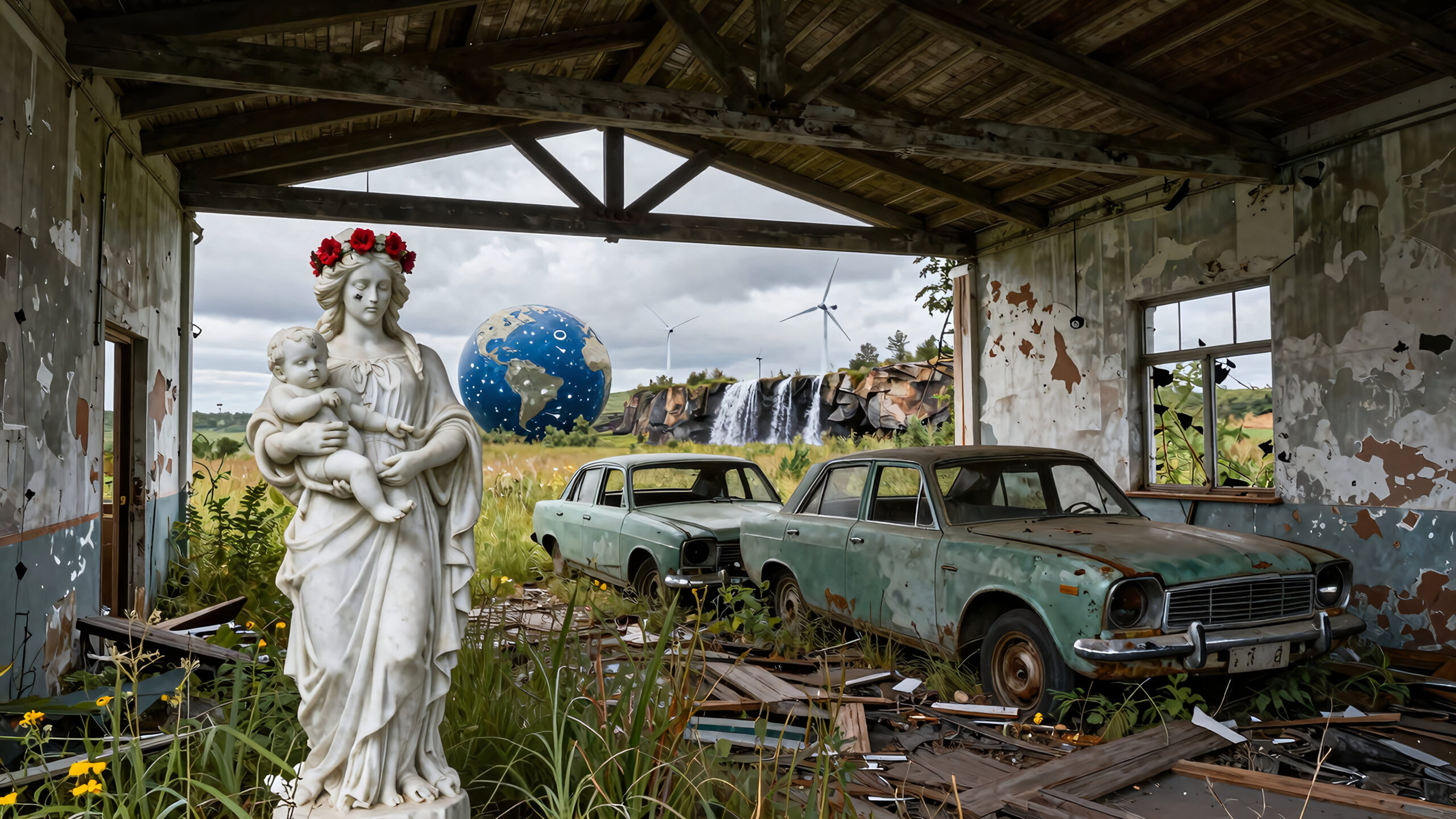 Abandoned Shrine With Surreal Landscape