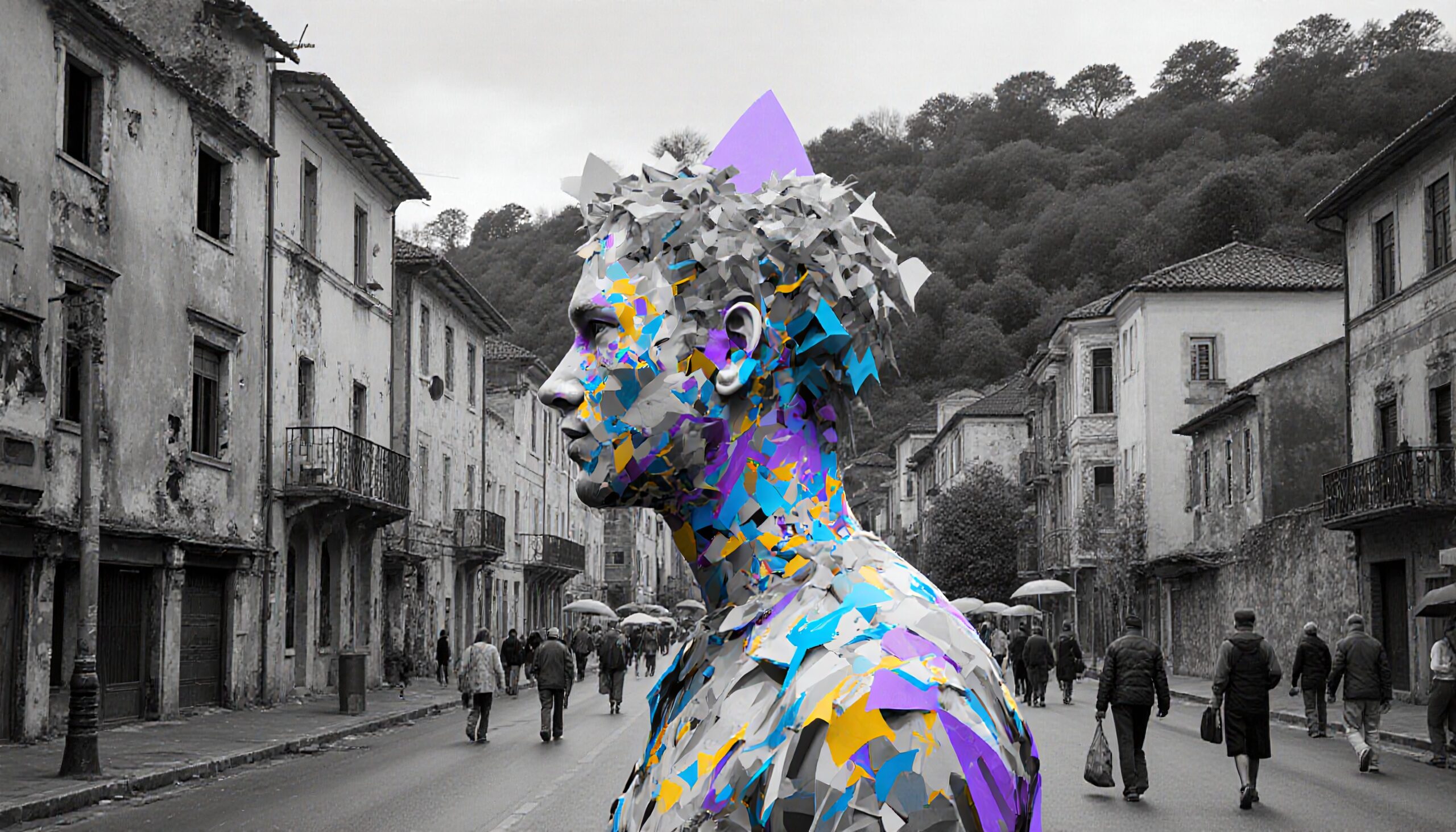 Colorful Abstract Figure in Town