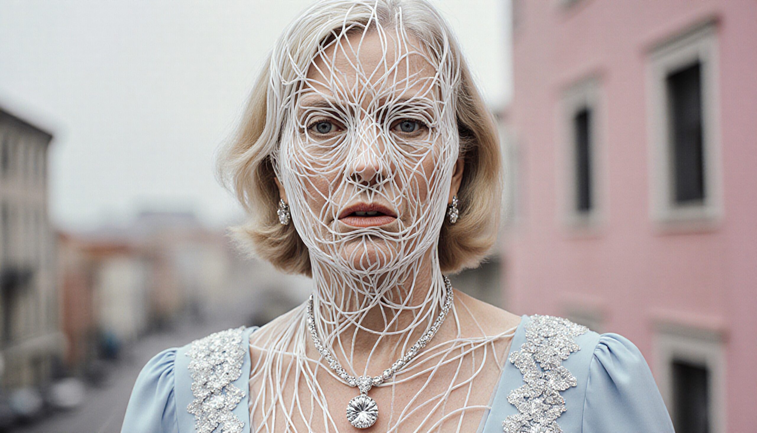 Intricate Net and Elegant Attire