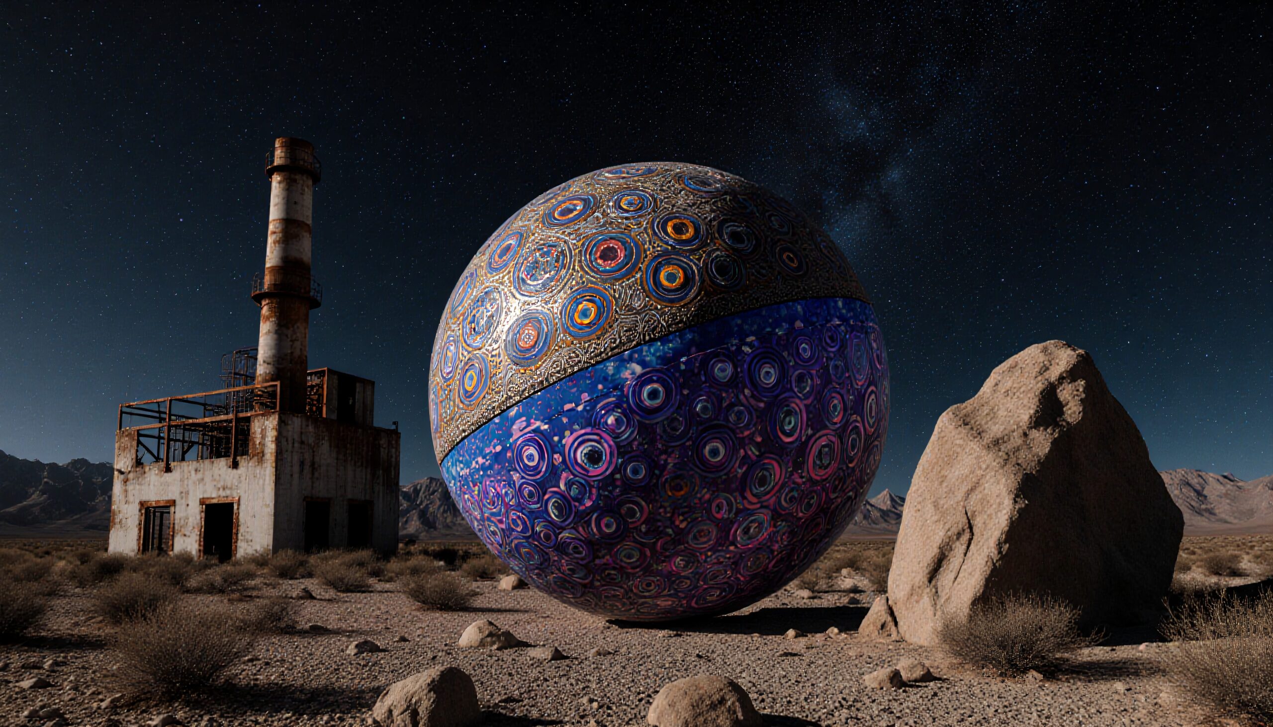 Mystical Sphere in Desert Night