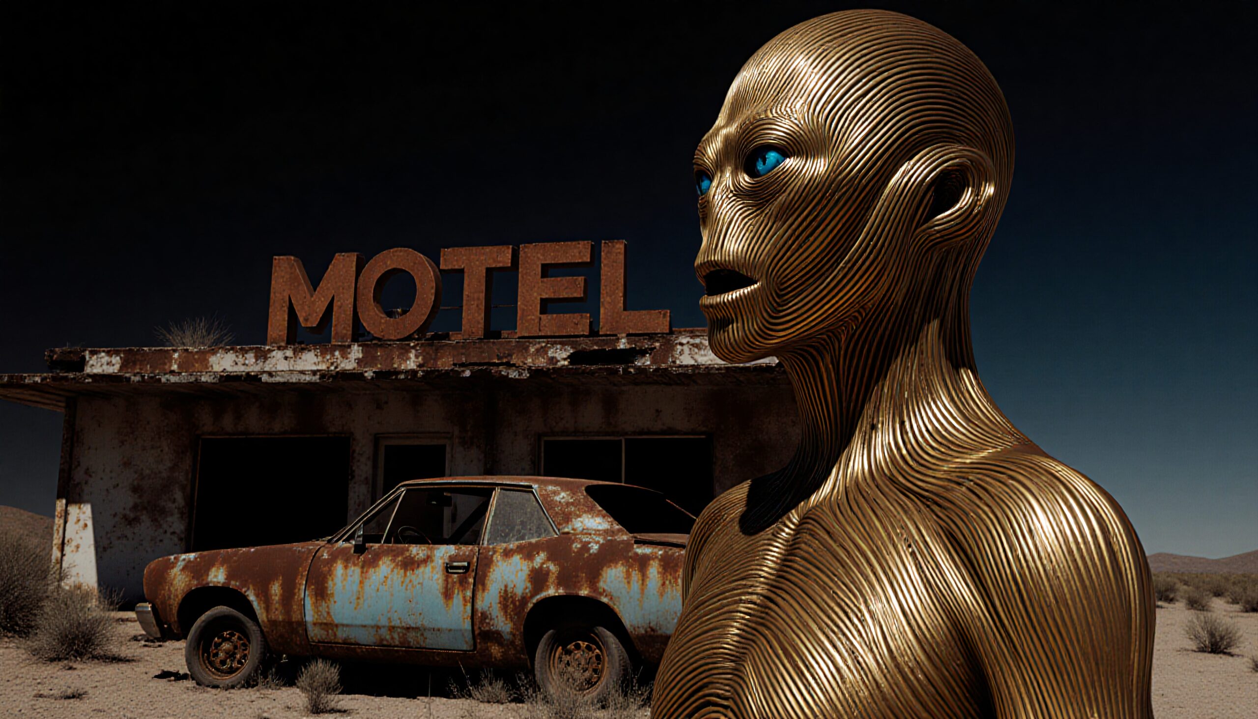 Alien and Deserted Motel Scene