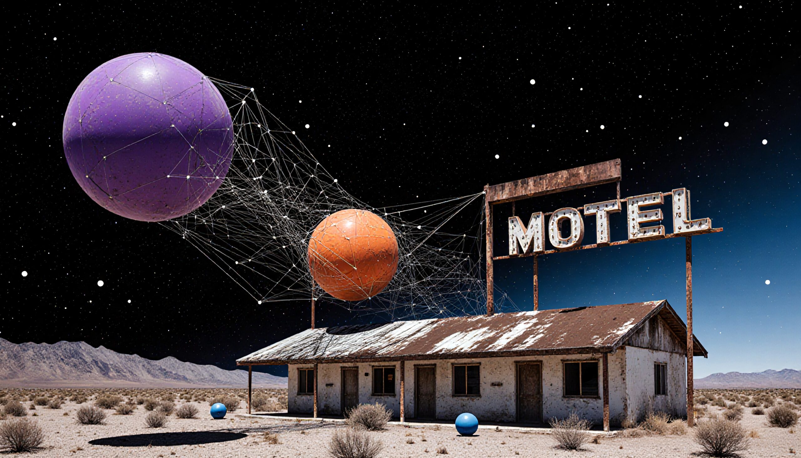 Cosmic Spheres Above Desert Motel