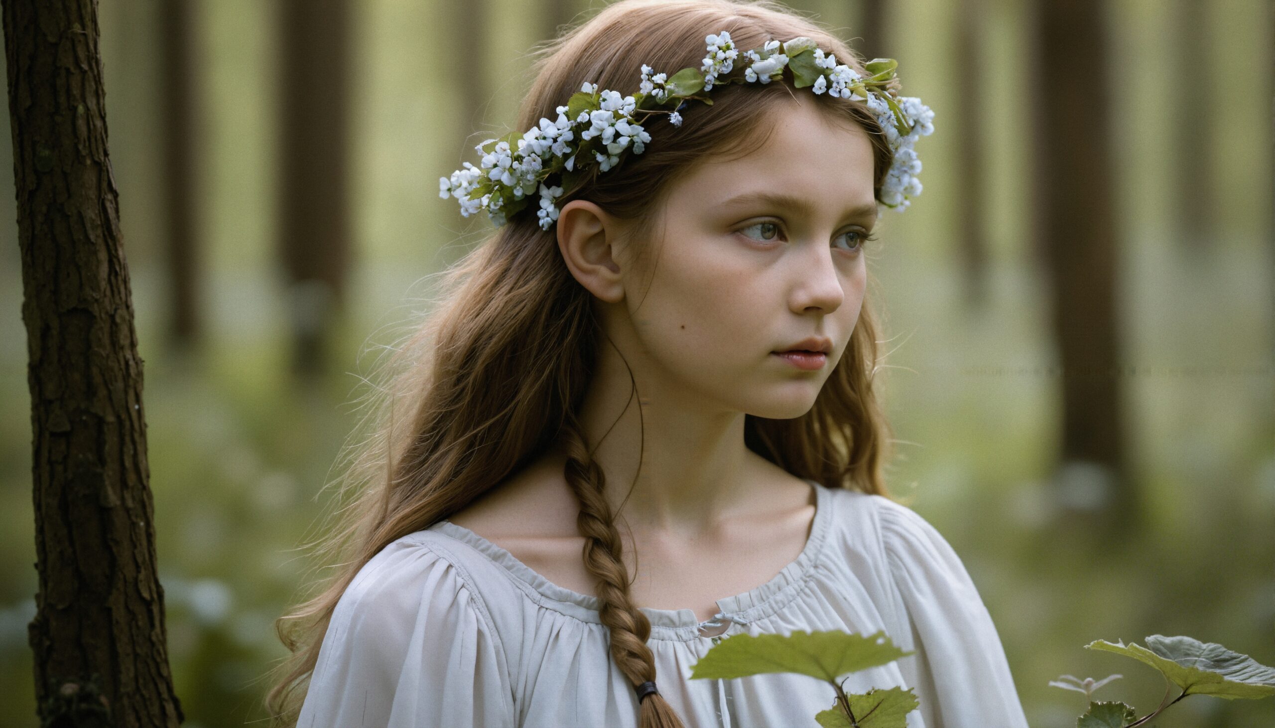 Girl in Nature Wearing Flowers