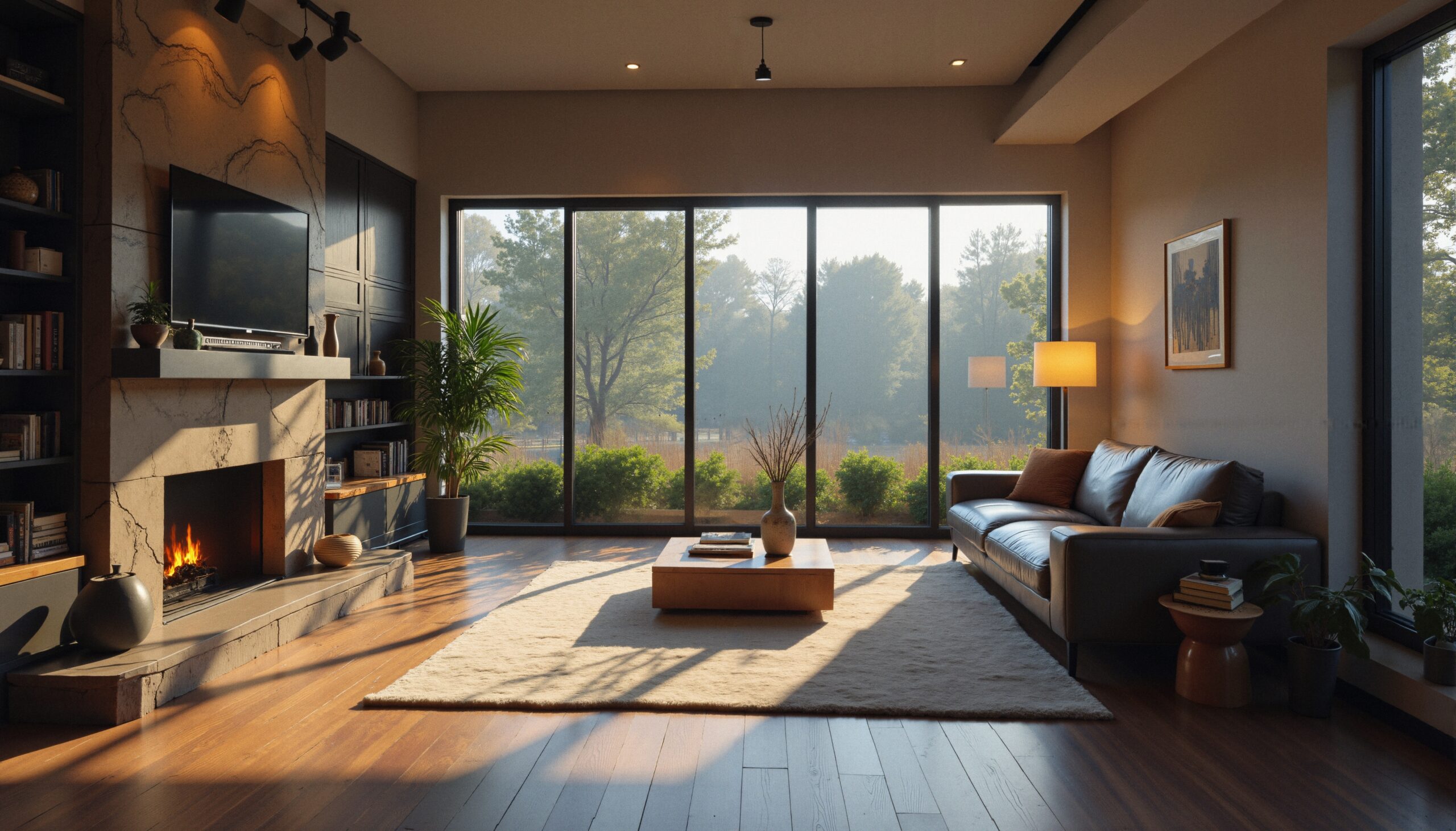 Elegant Living Room with Fireplace