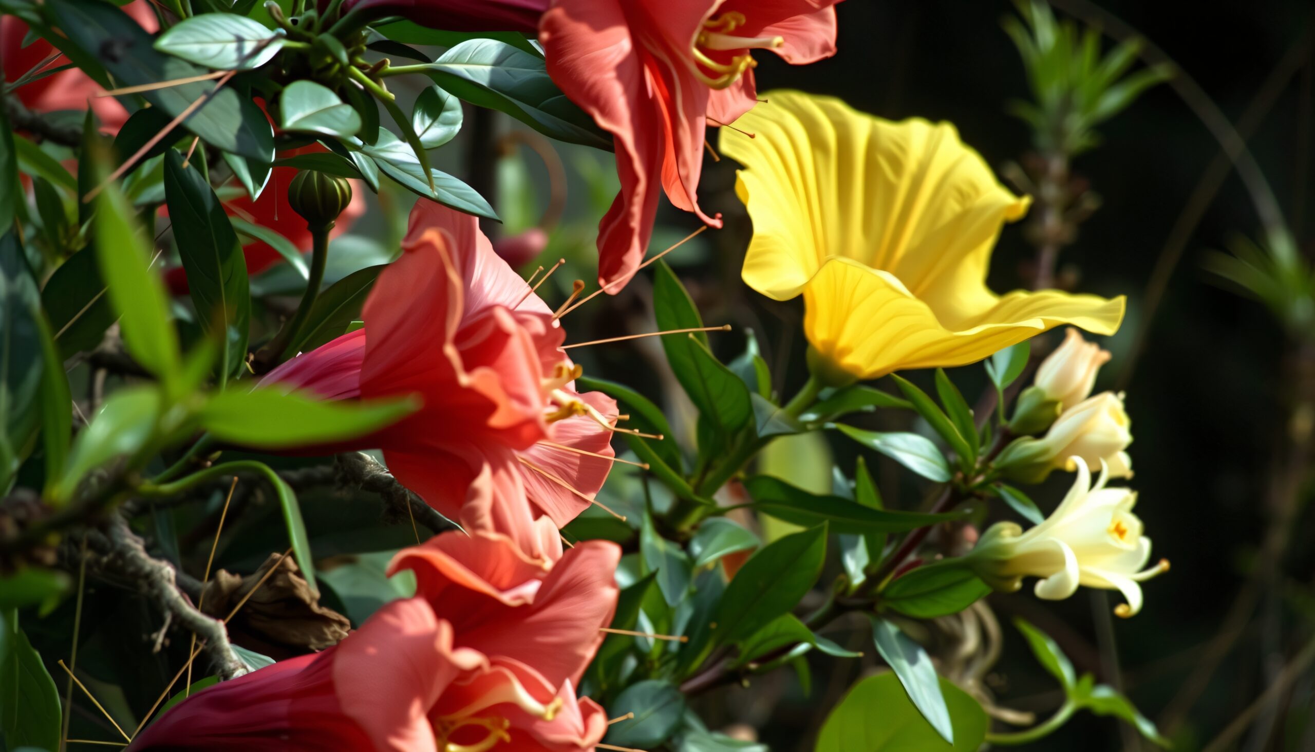 Bright Blooms in Lush Foliage