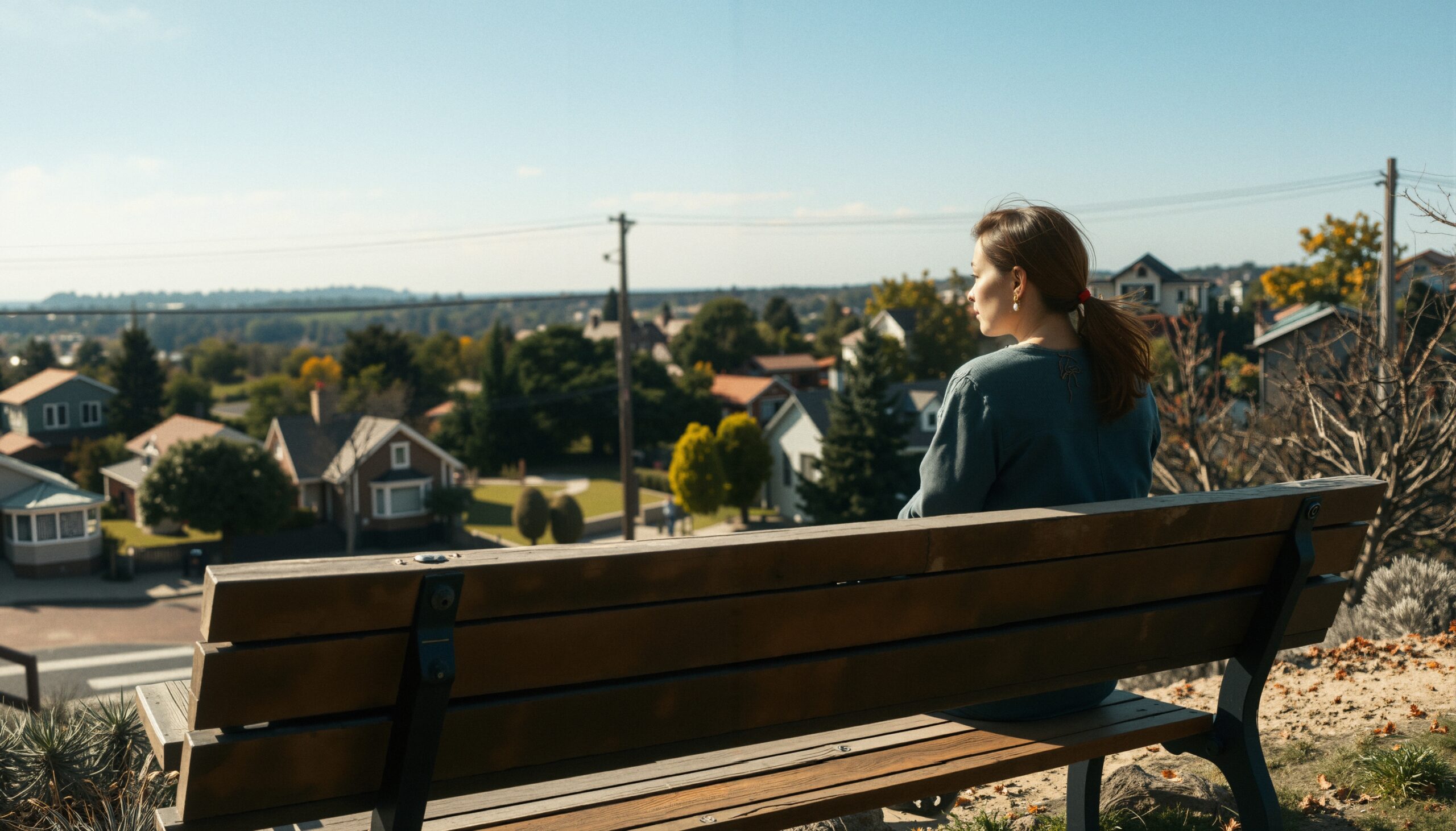 Contemplation in Serene Suburban Landscape
