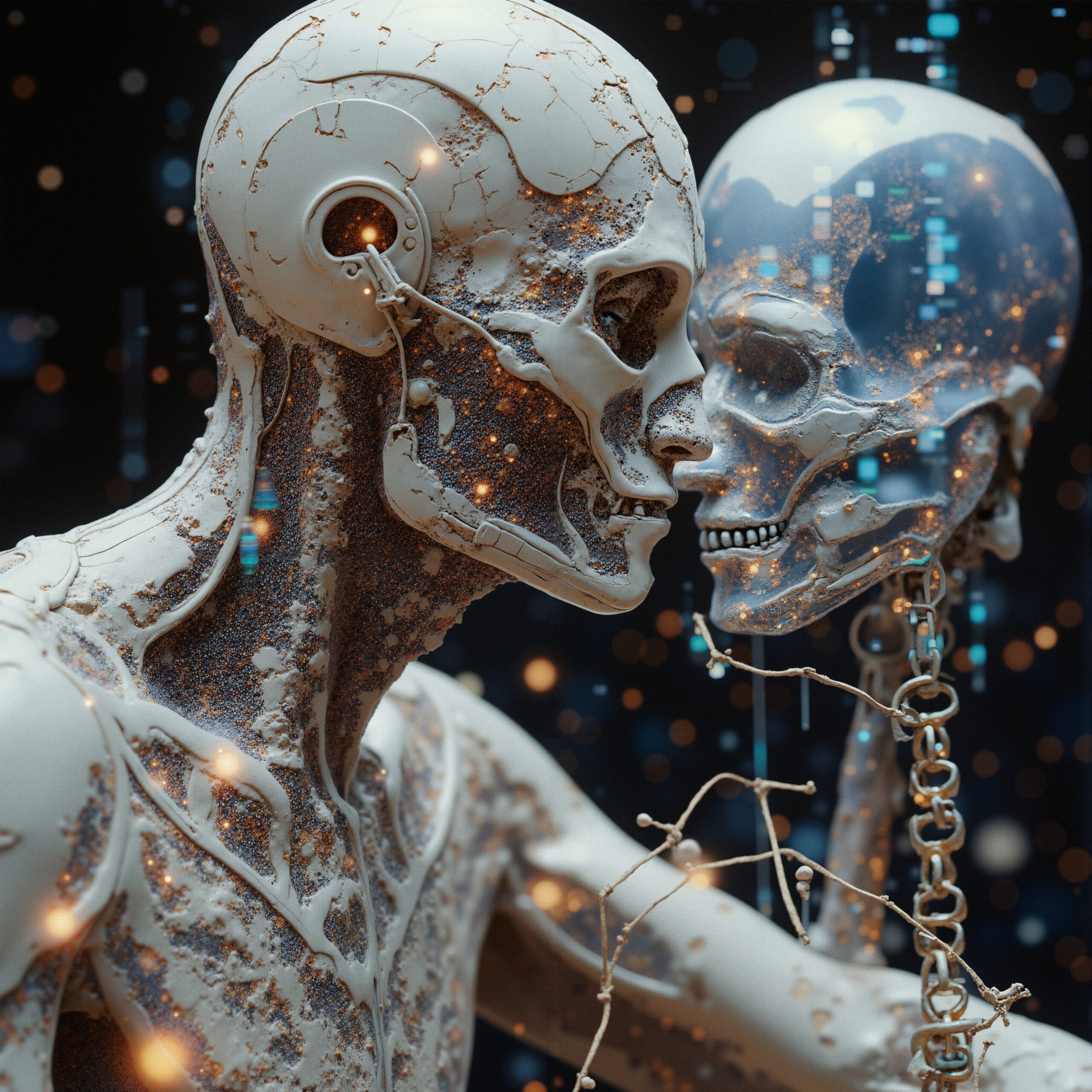 Futuristic Encounter Between Figures