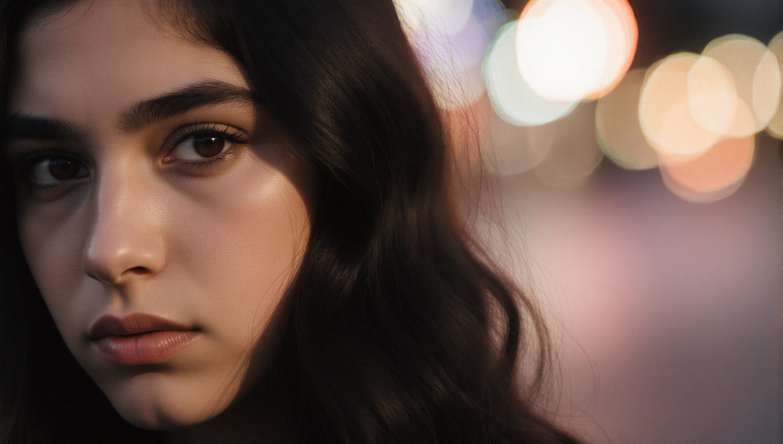 Portrait With Bokeh Lights