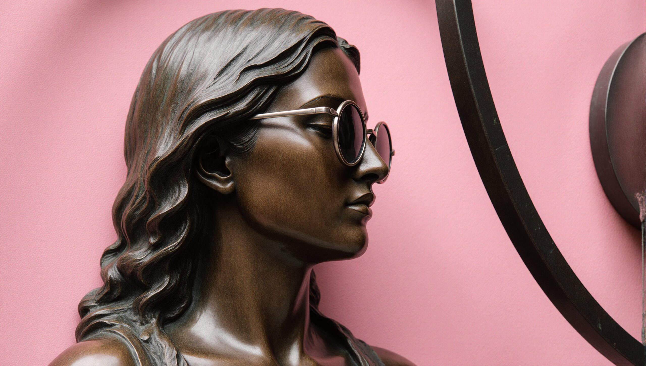 Modern Sculpture with Sunglasses