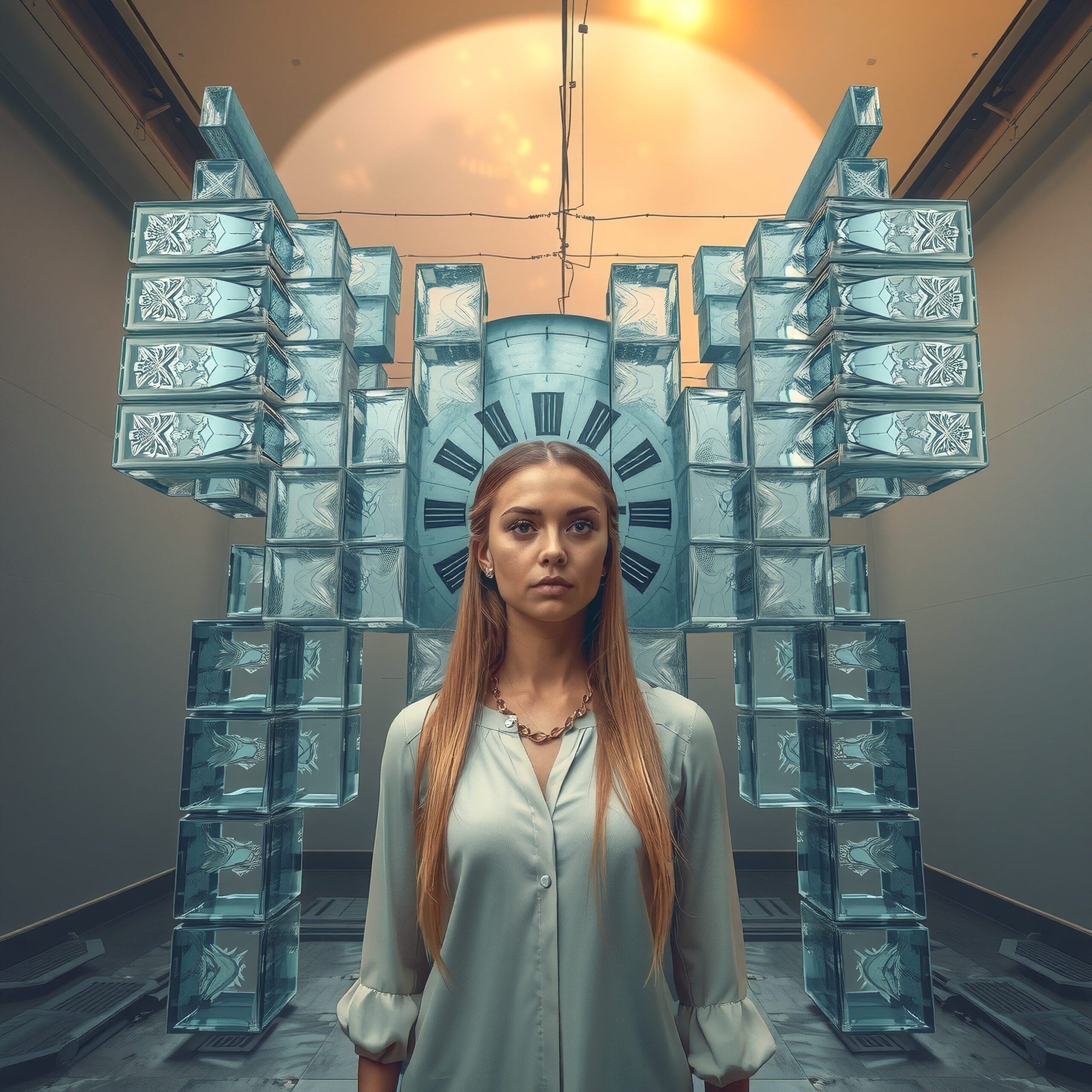 Glass Installation with Woman