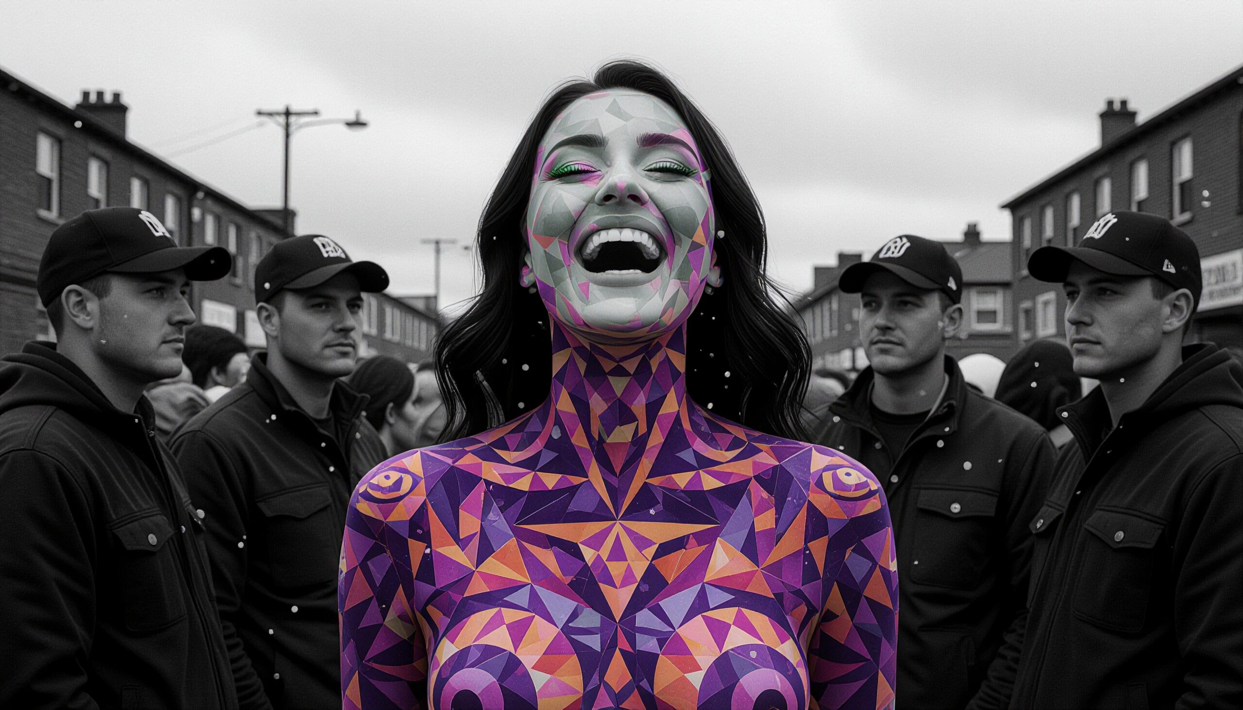 Vibrant Geometric Body Art Celebration