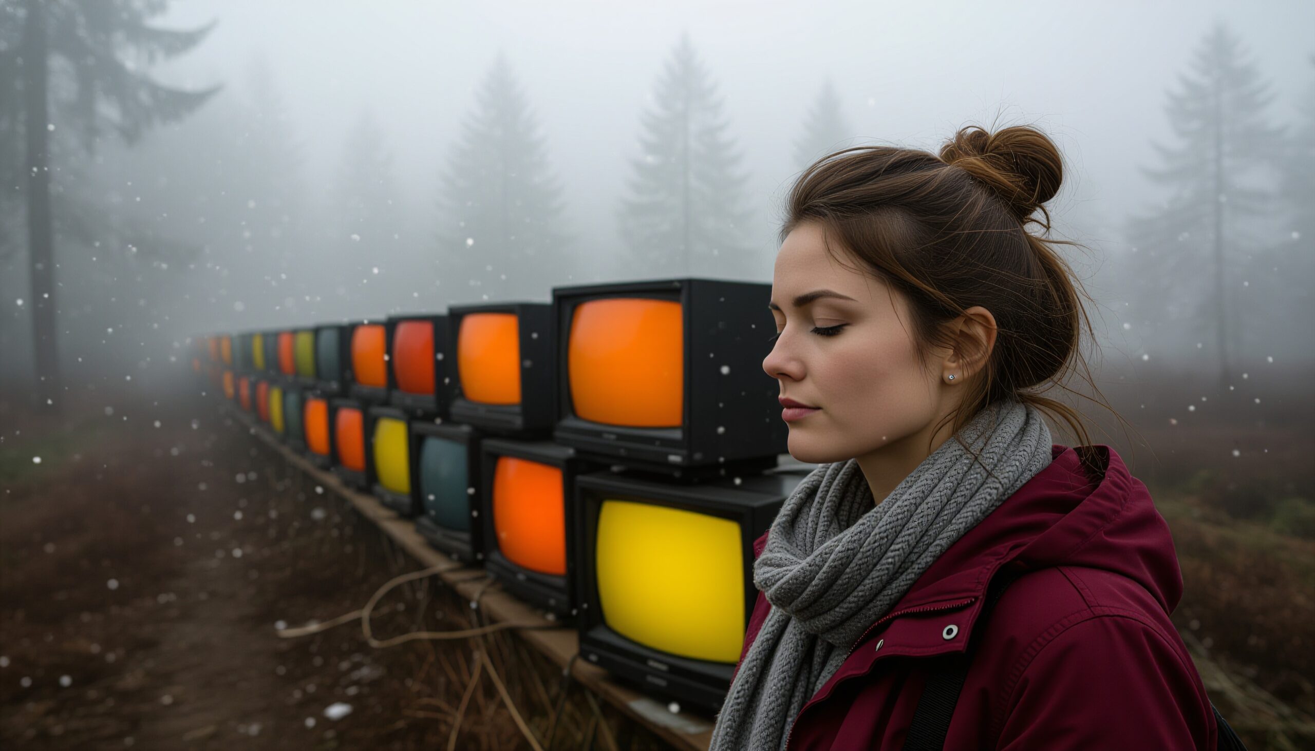 Vintage TVs Lined in Forest