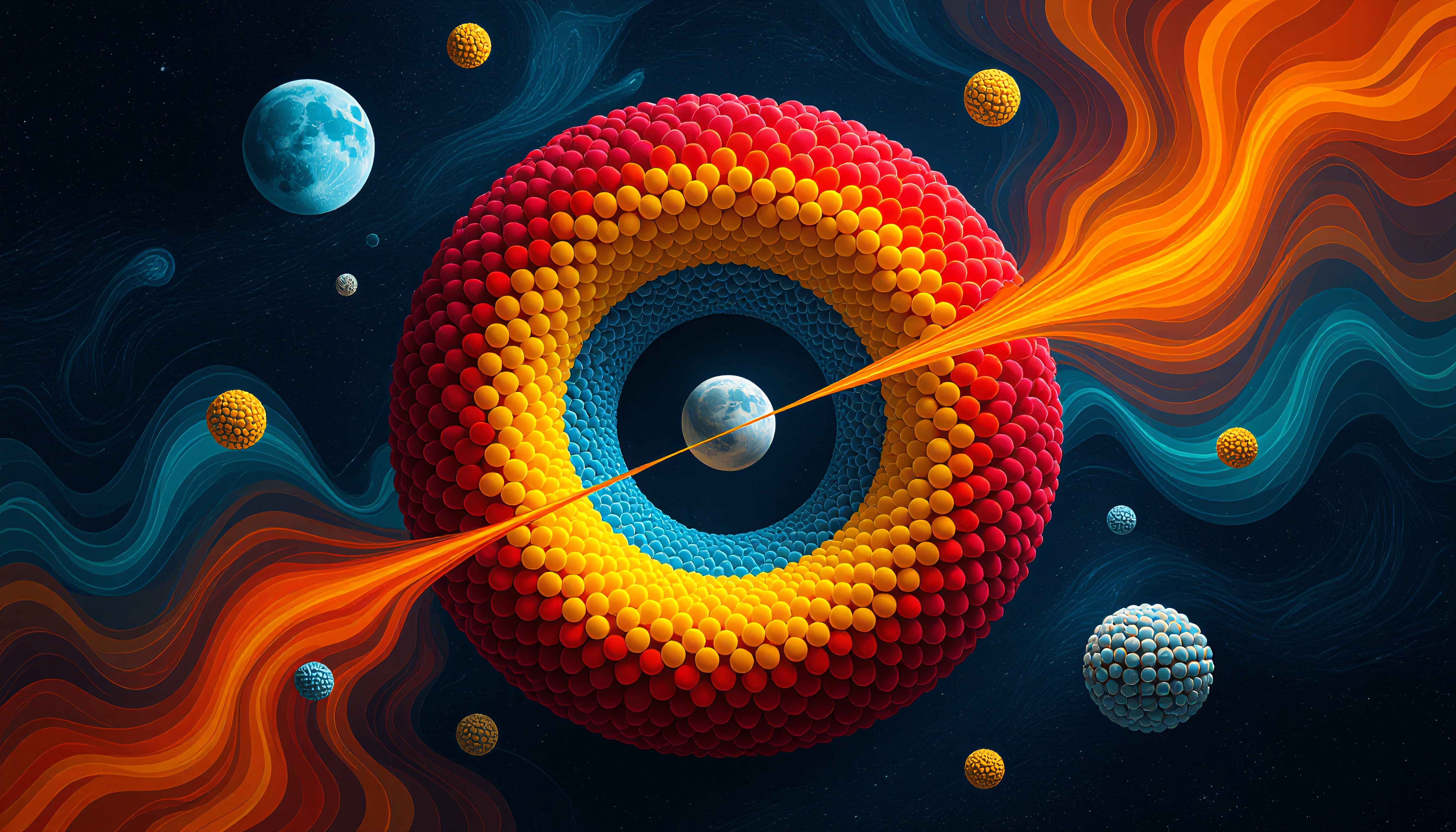Cosmic Vortex of Colorful Spheres