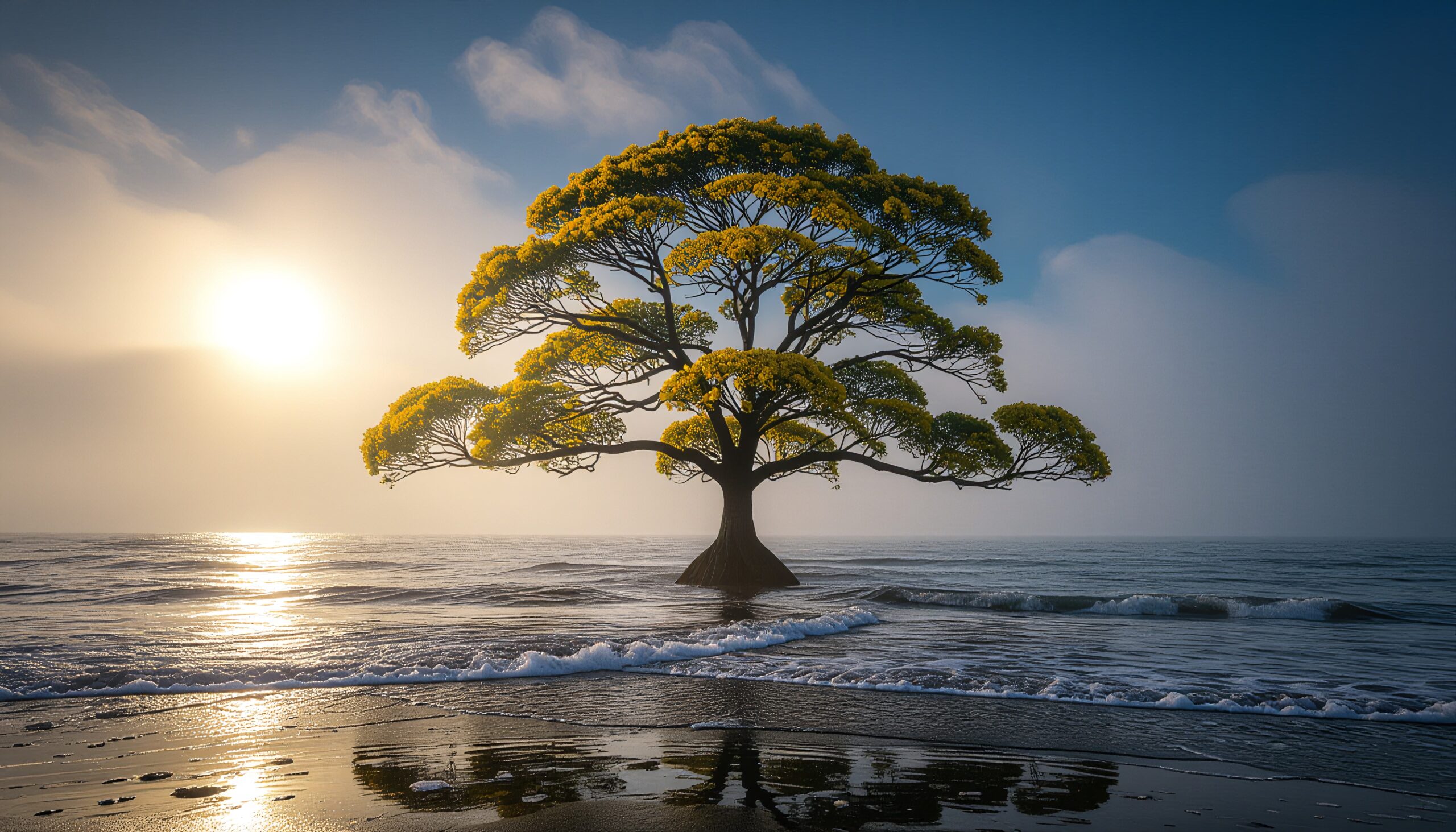 Solitary Tree at Sunrise Beach