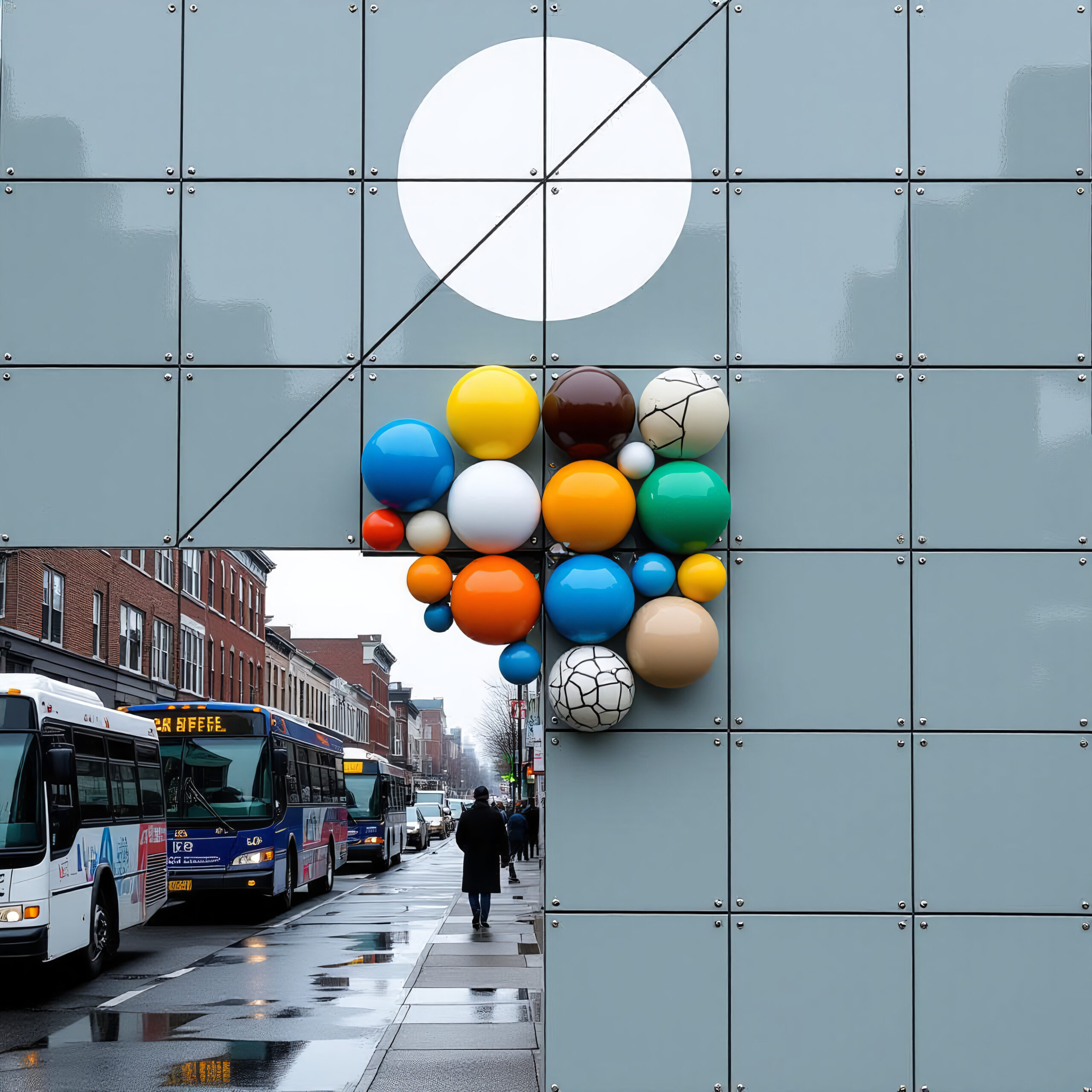 Rainy Street Art Sculpture