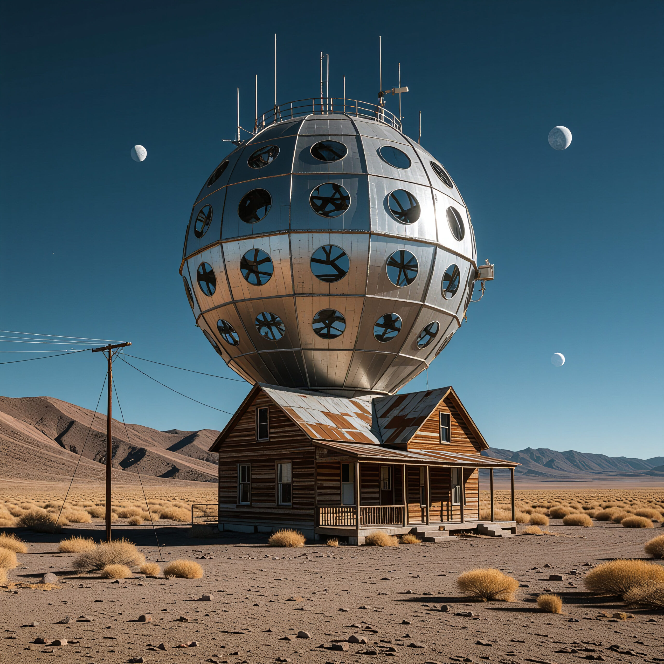 Floating Dome Over Desert House
