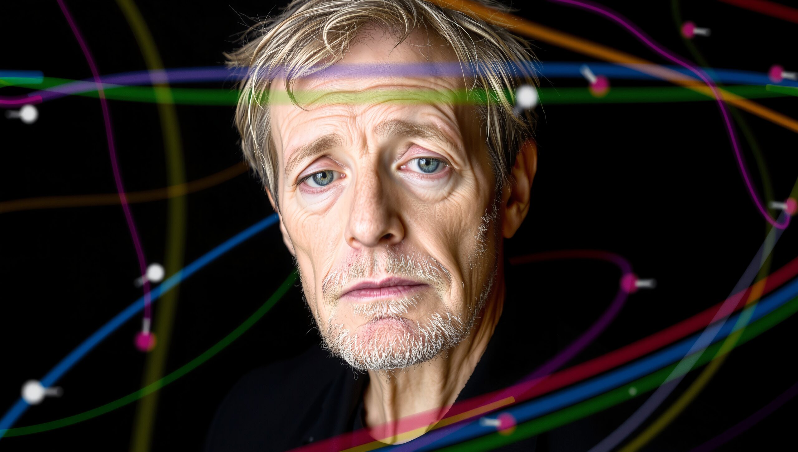 Abstract Portrait with Colorful Lines