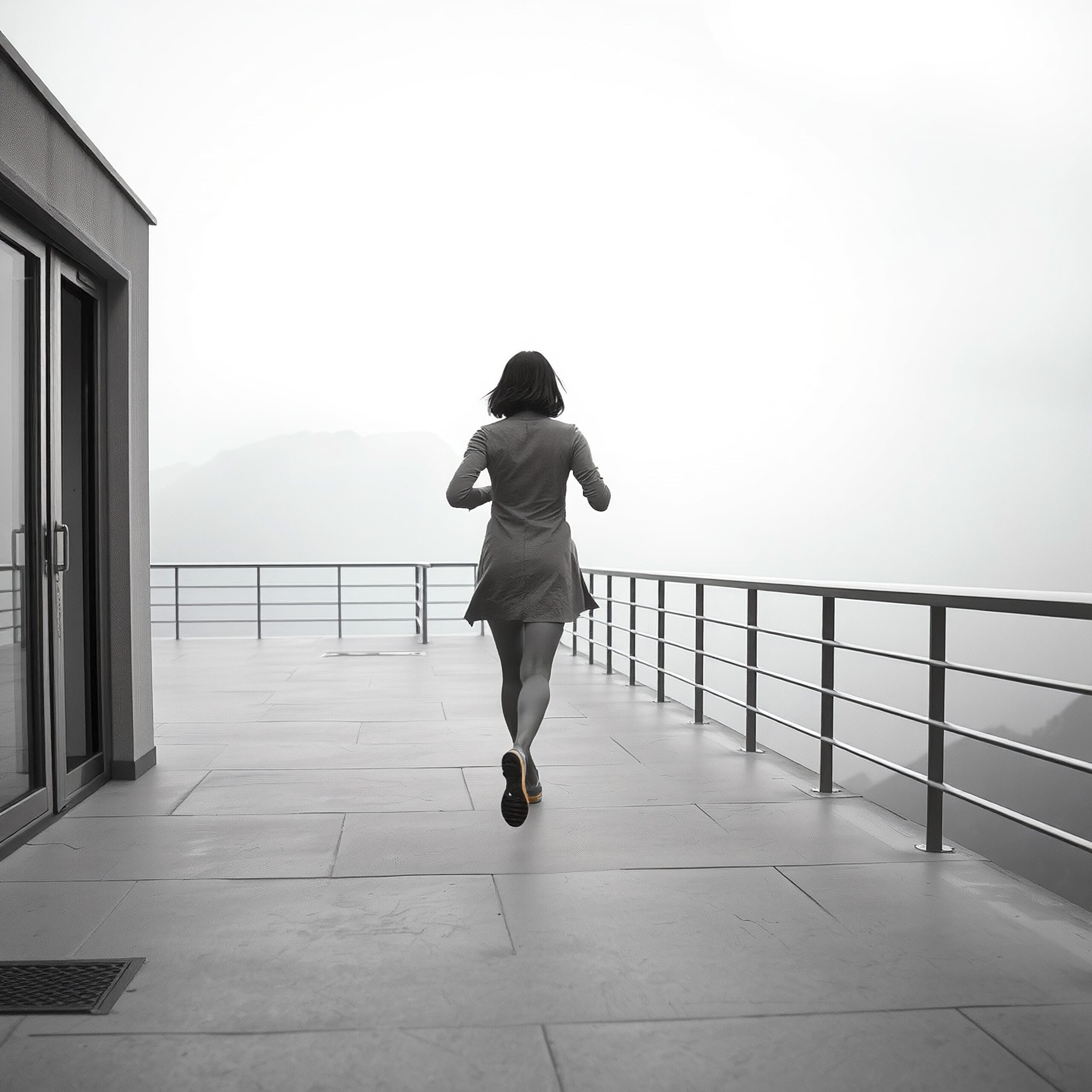 Solitude on a Foggy Terrace
