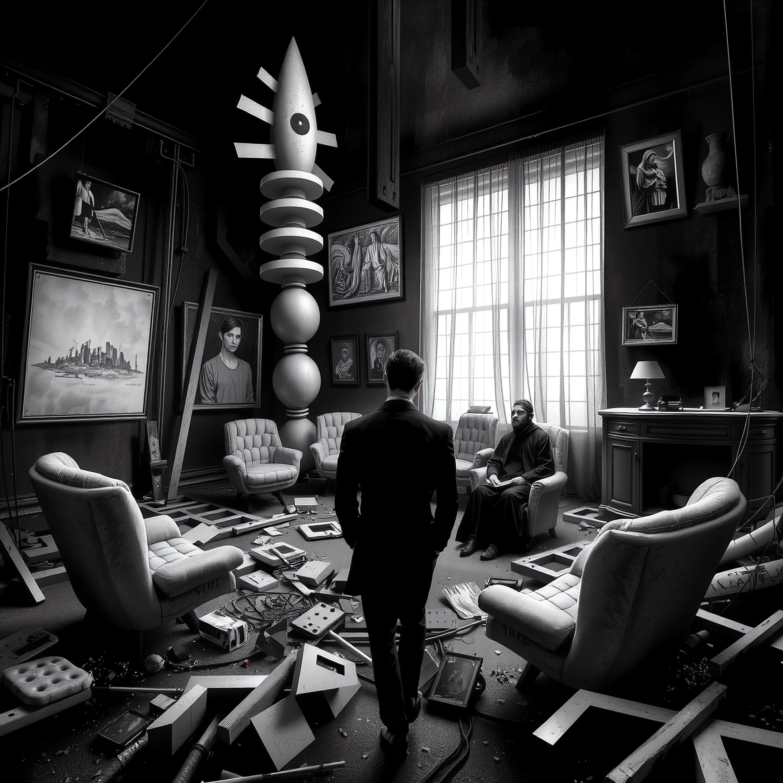 Chaotic Room with Artwork