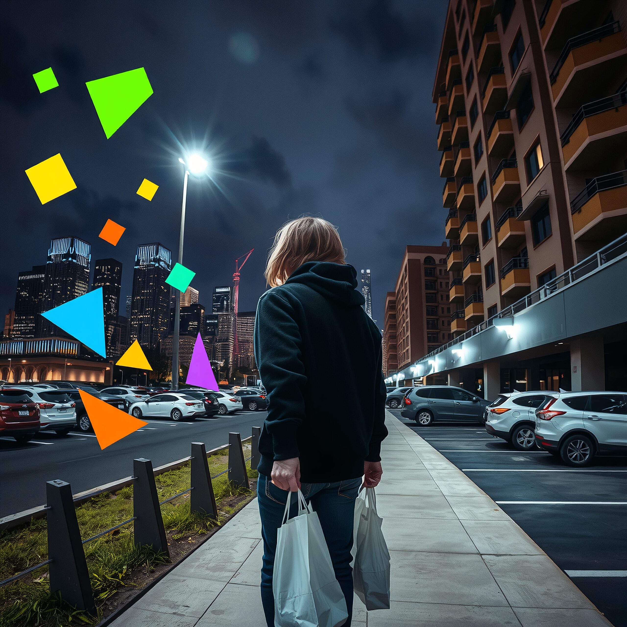 Whimsical Night in Urban Landscape