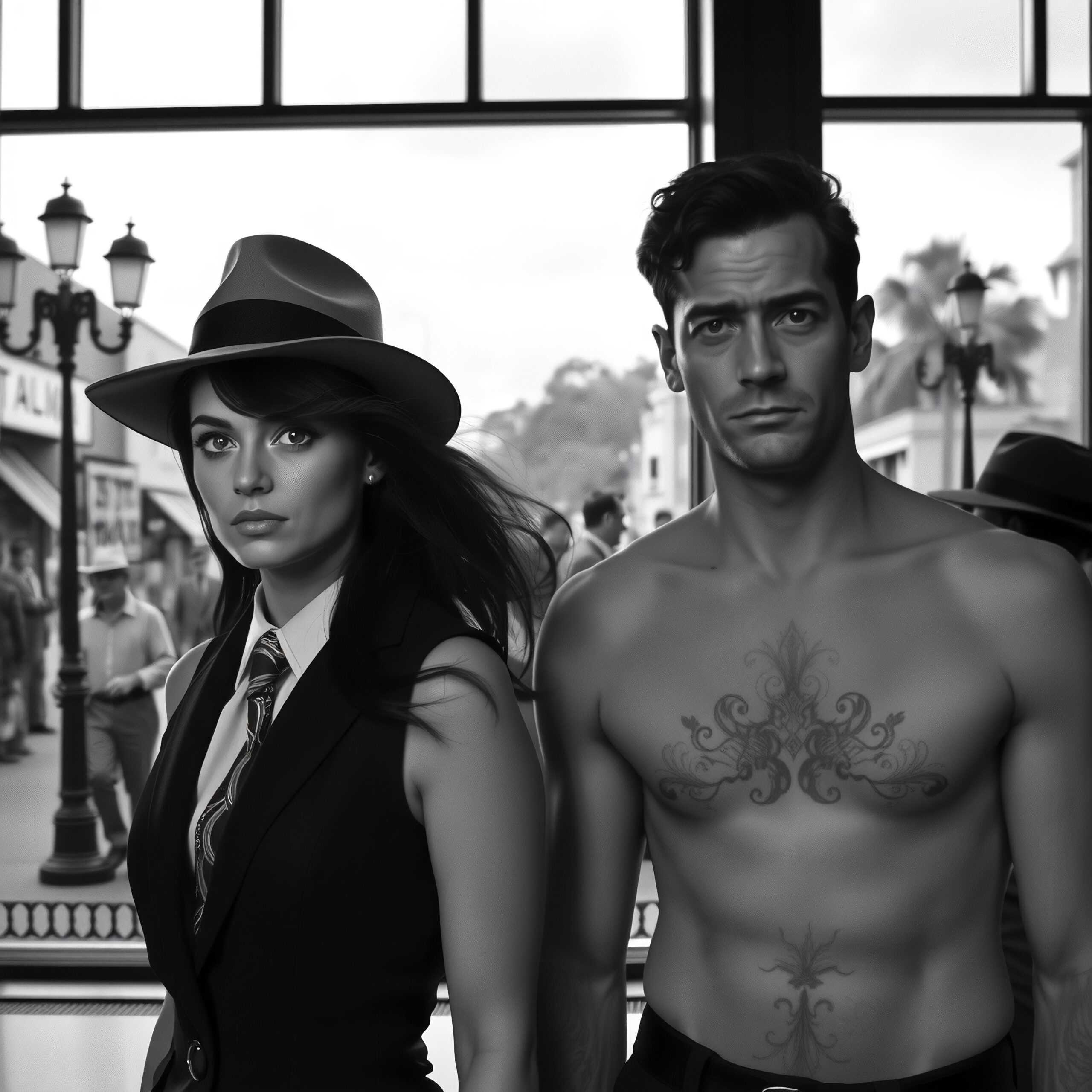 Vintage Street Scene with Intrigue