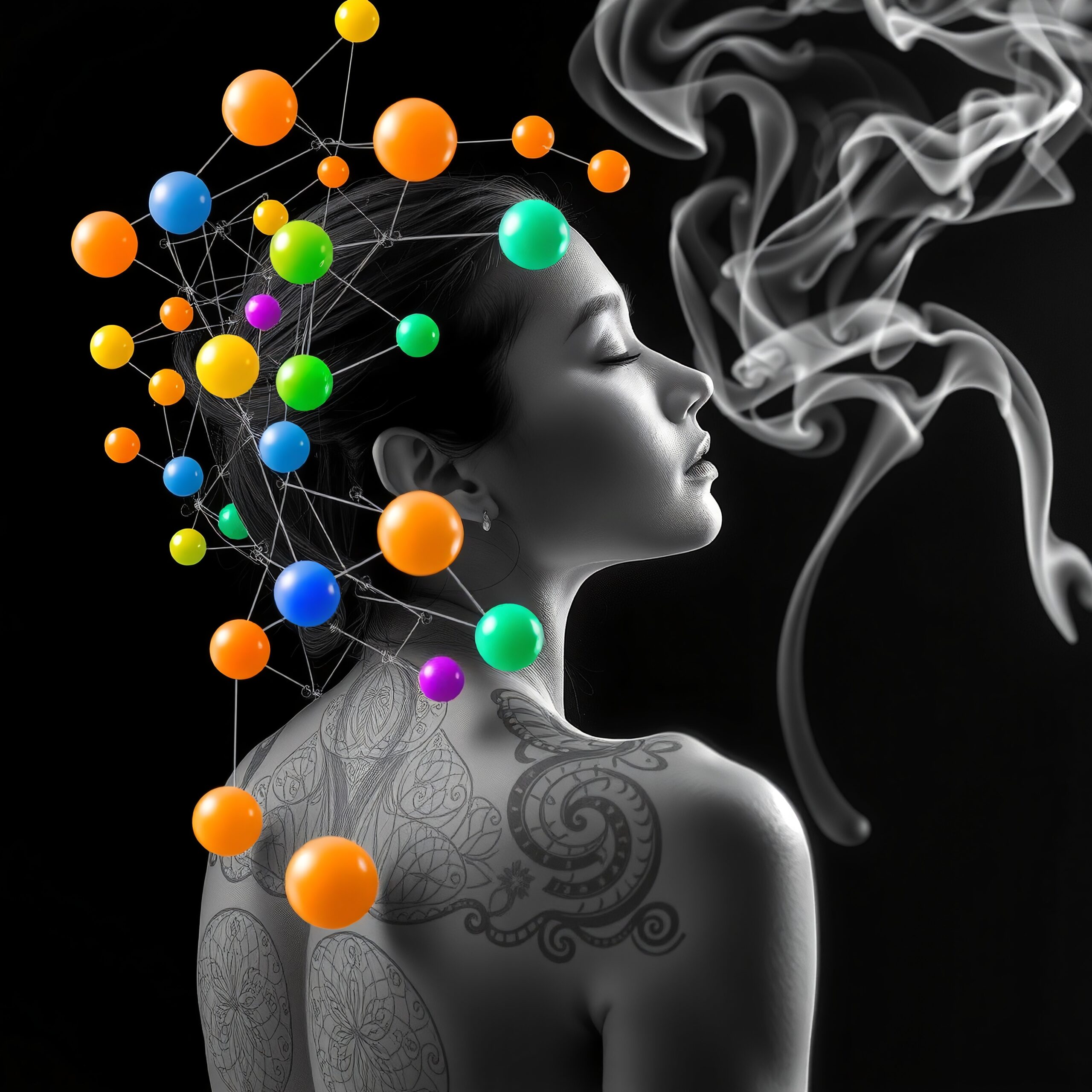 Colorful Mindful Contemplation Portrait